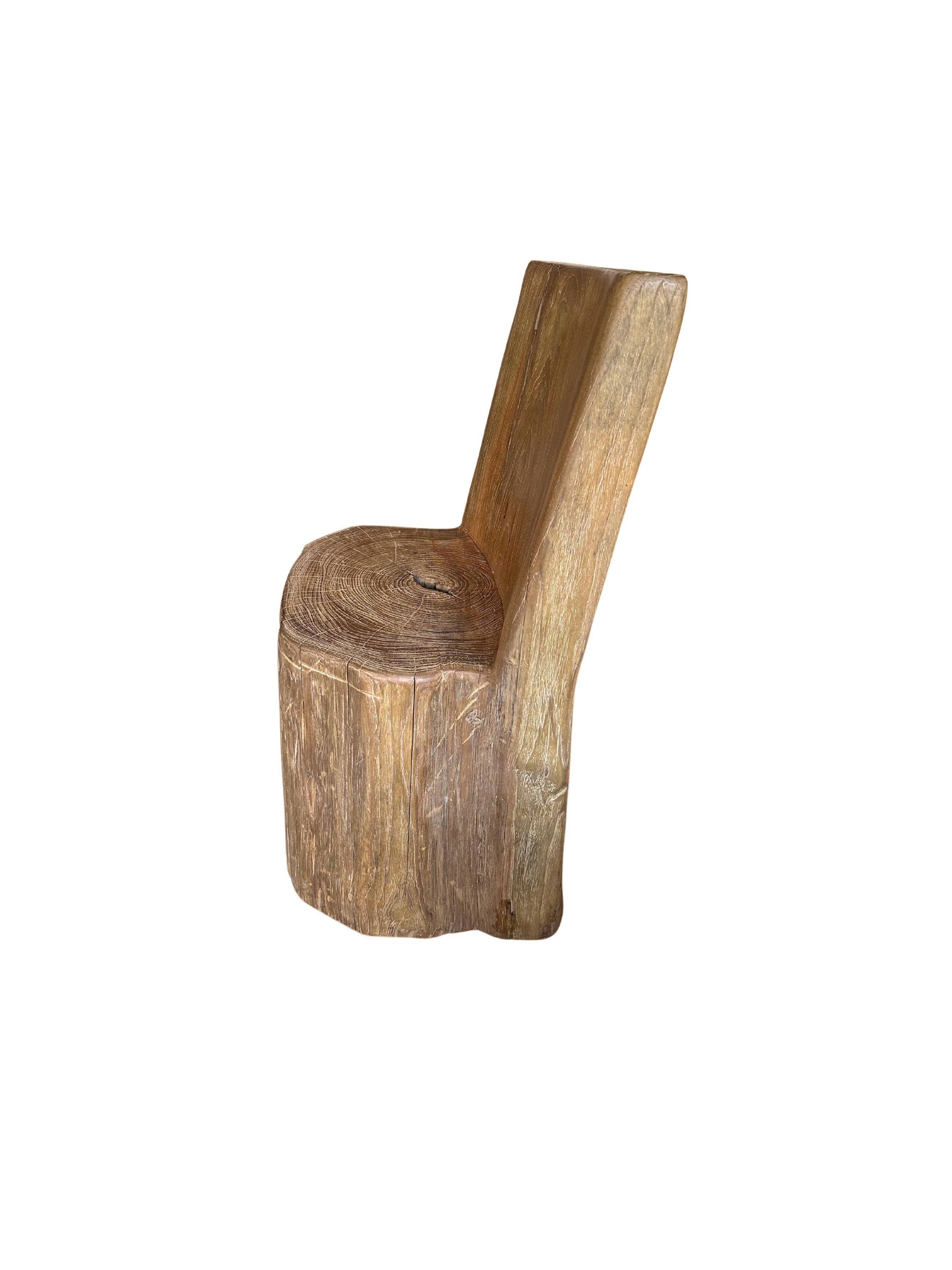 Contemporary Sculptural Soild Teak Wood Chair For Sale