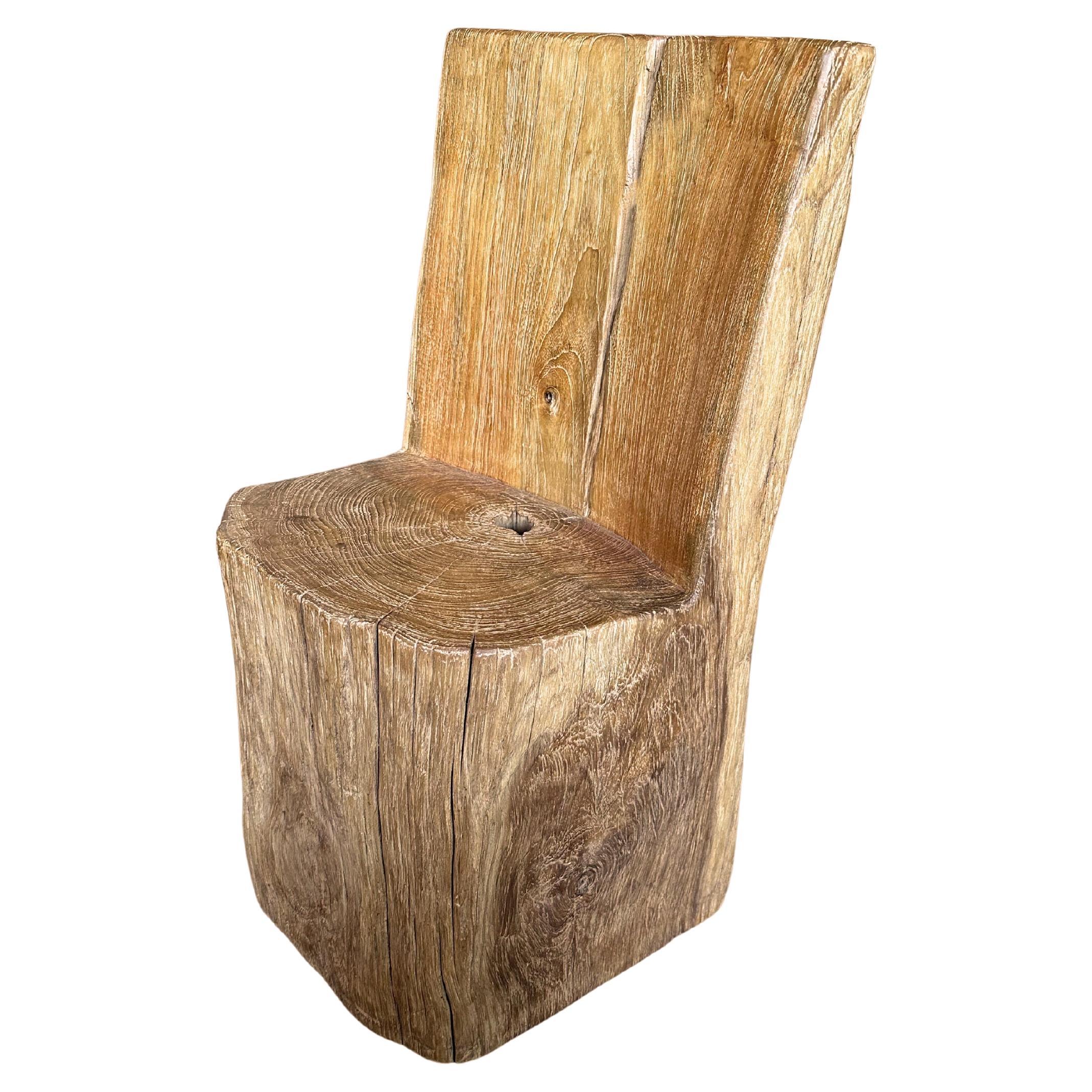 Sculptural Soild Teak Wood Chair For Sale