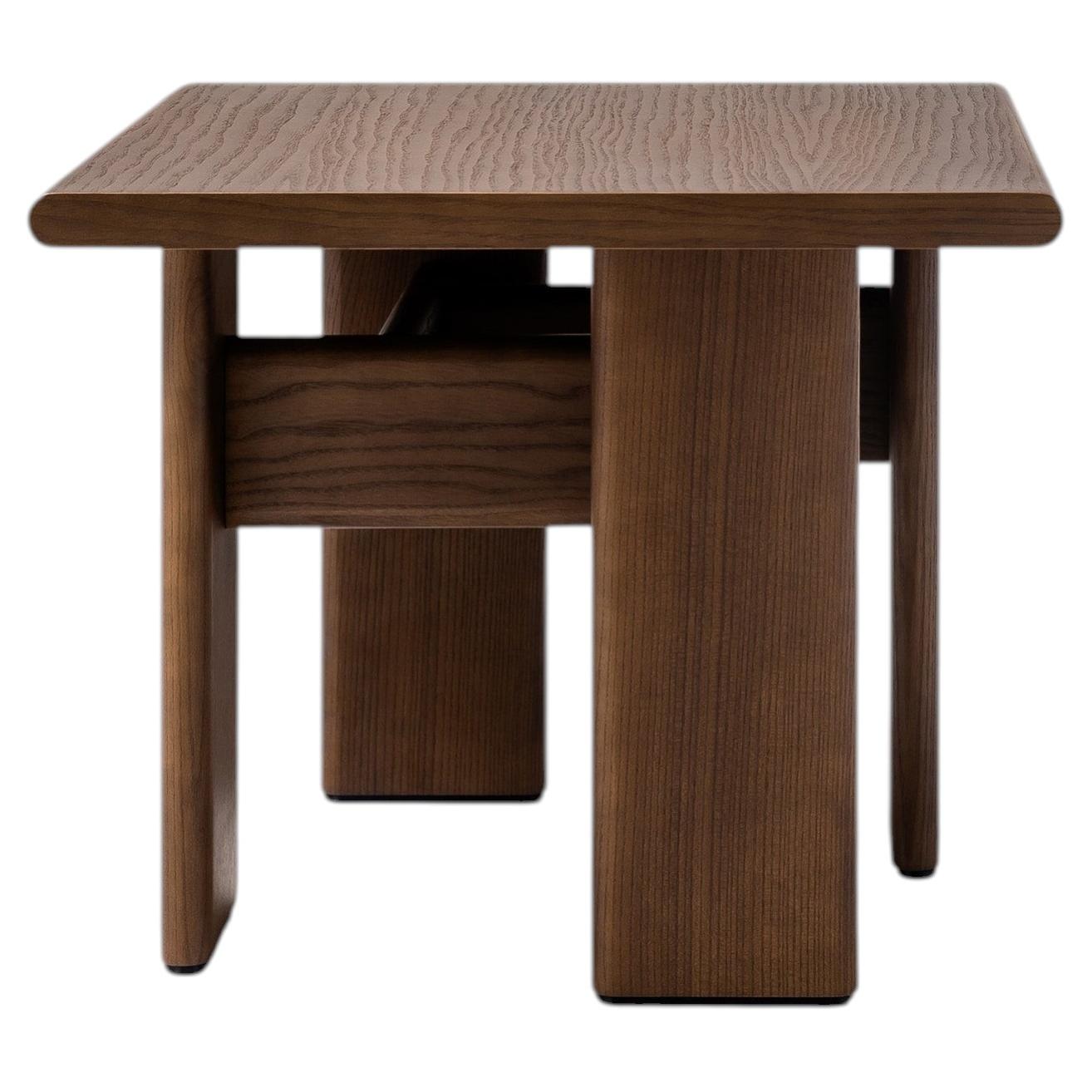 Sculptural Solid Ash Side Table by NOOM – Archipen Two, Brown