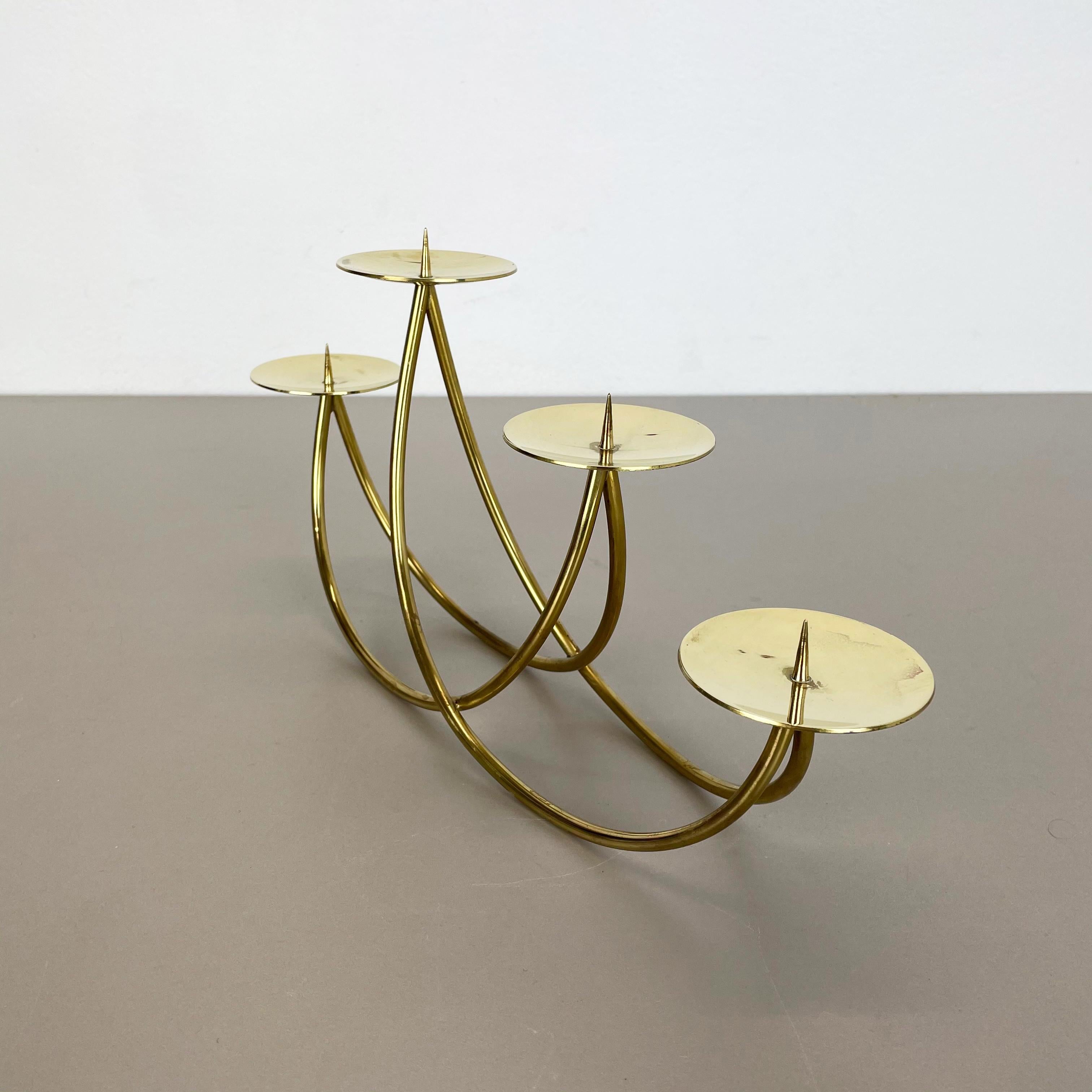 Sculptural Solid Brass Candleholder by Harald Buchrucker Bauhaus, Germany, 1950s For Sale 7
