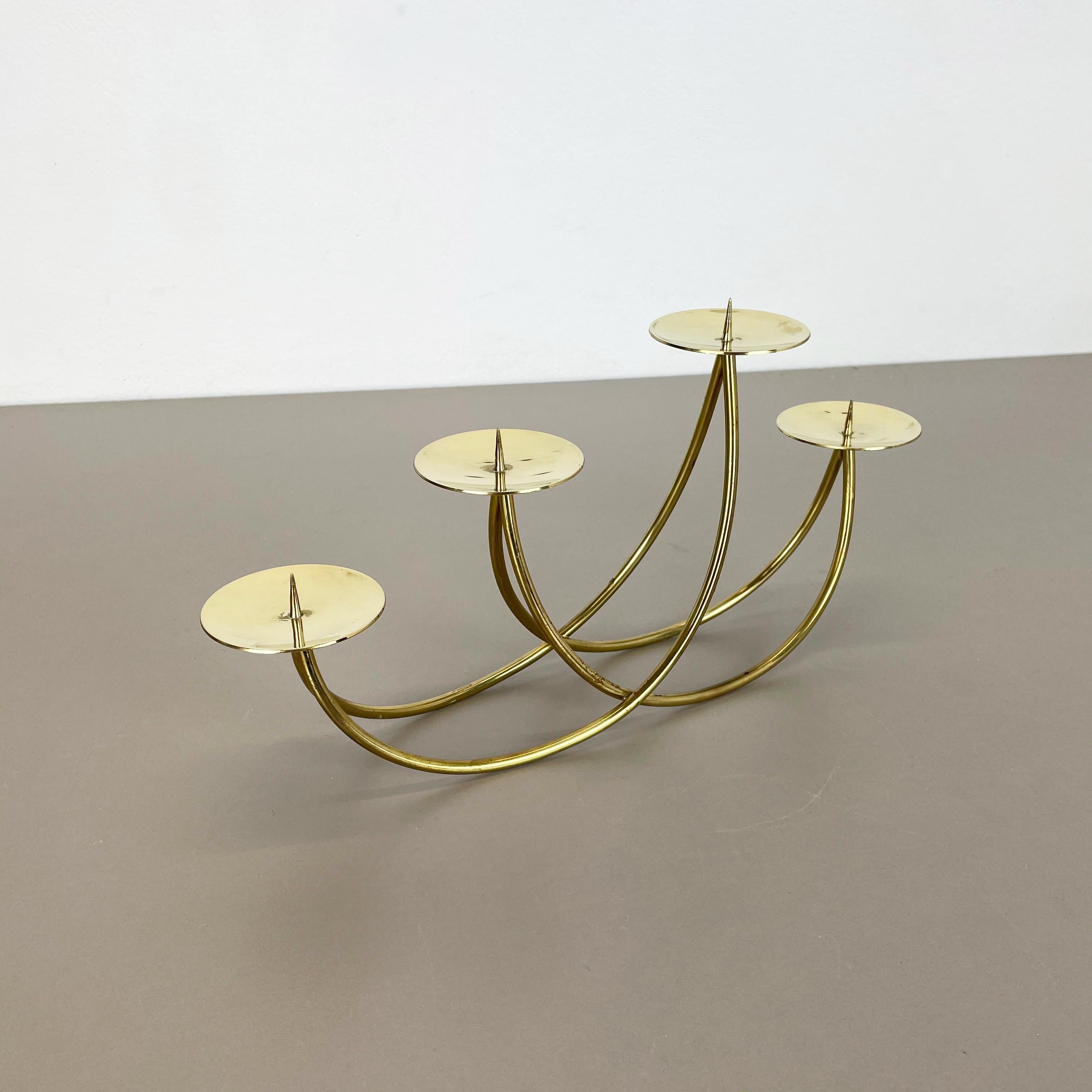 Scandinavian Modern Sculptural Solid Brass Candleholder by Harald Buchrucker Bauhaus, Germany, 1950s For Sale