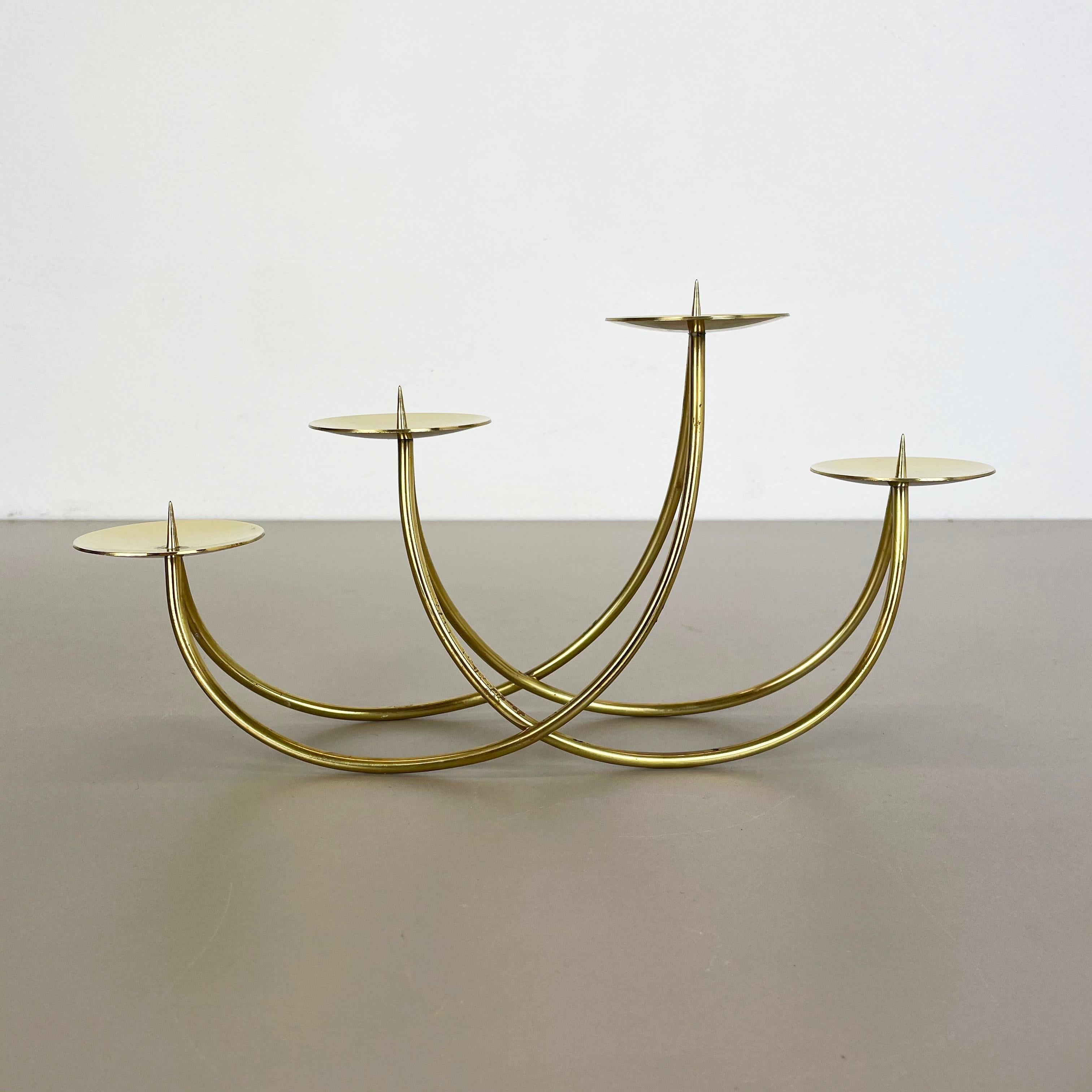 Sculptural Solid Brass Candleholder by Harald Buchrucker Bauhaus, Germany, 1950s In Good Condition For Sale In Kirchlengern, DE