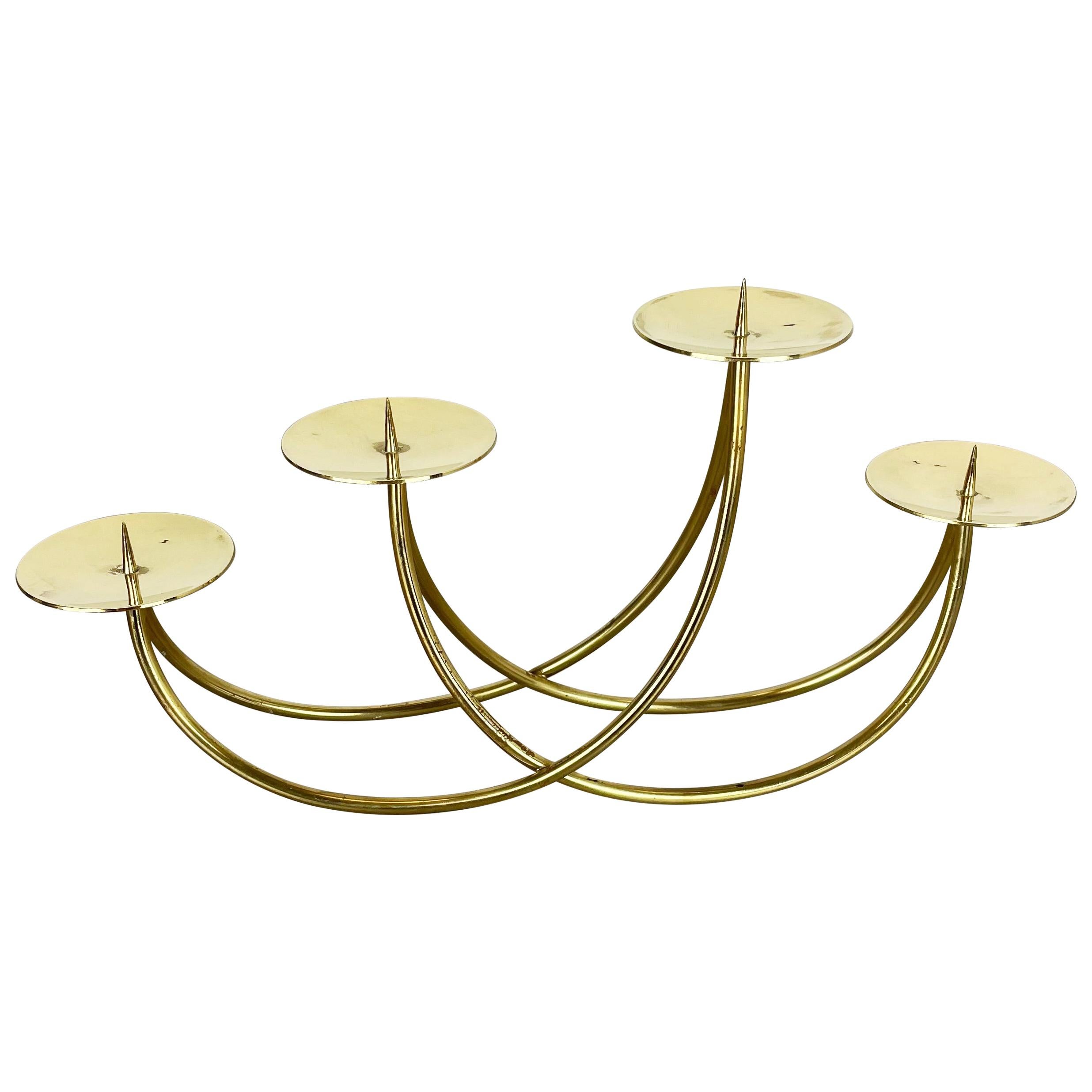 Sculptural Solid Brass Candleholder by Harald Buchrucker Bauhaus, Germany, 1950s For Sale