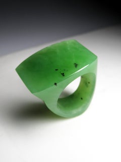 Sculptural Solid Jade Ring Hand Carved Asymmetric Form Contemporary Jewelry