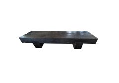 Sculptural Solid Mango Wood Bench with Burnt Finish Modern Organic