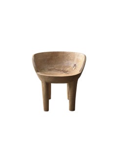 Sculptural Solid Mango Wood Chair Hand-Carved Modern Organic