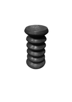 Sculptural Solid Mango Wood Round Side Table Modern Organic, Burnt Finish
