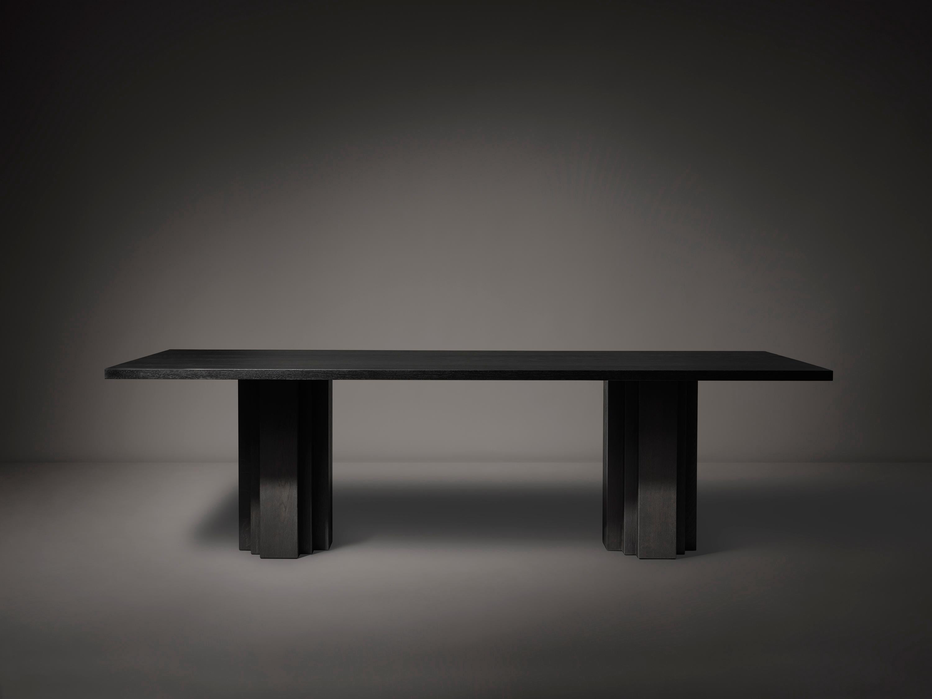 Brutalist Sculptural Solid Oak Wooden Brut Dining Table For Sale