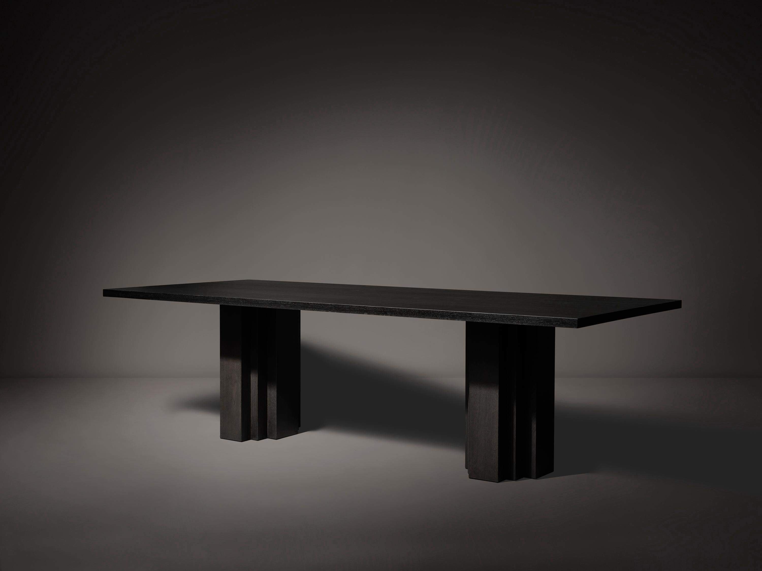 Dutch Sculptural Solid Oak Wooden Brut Dining Table For Sale