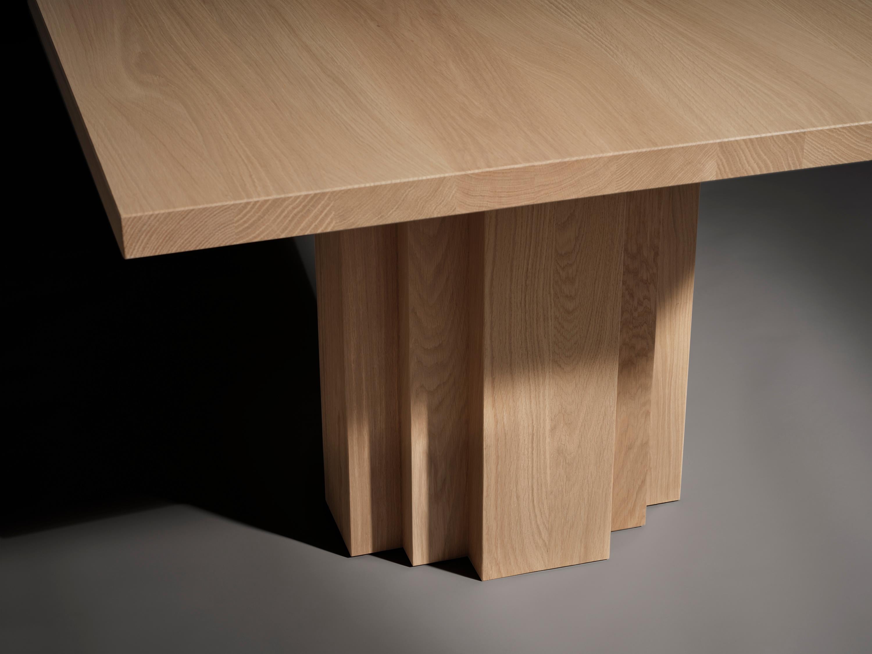 Woodwork Sculptural Solid Oak Wooden Brut Dining Table For Sale
