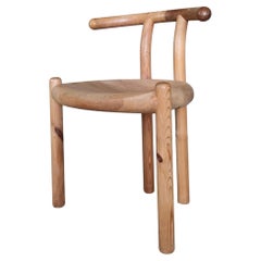 Sculptural solid Pine Dining Chair attributed to Rainer Daumiller Denmark 1970s