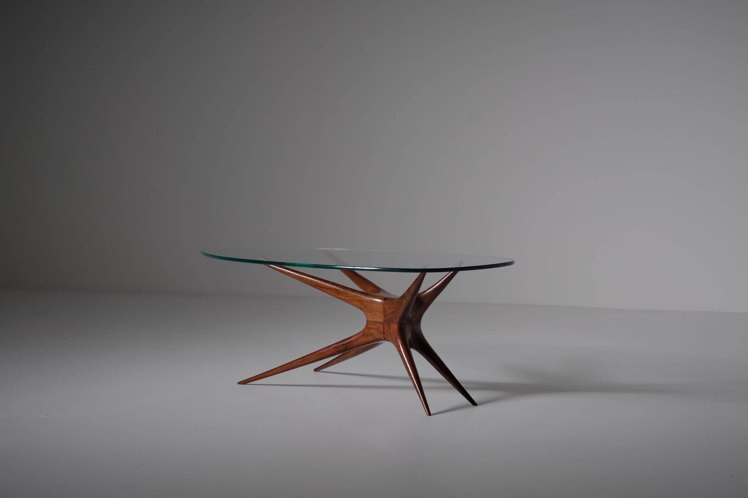 Sculptural Solid Rosewood Coffee Table, Italy, 1950s 1