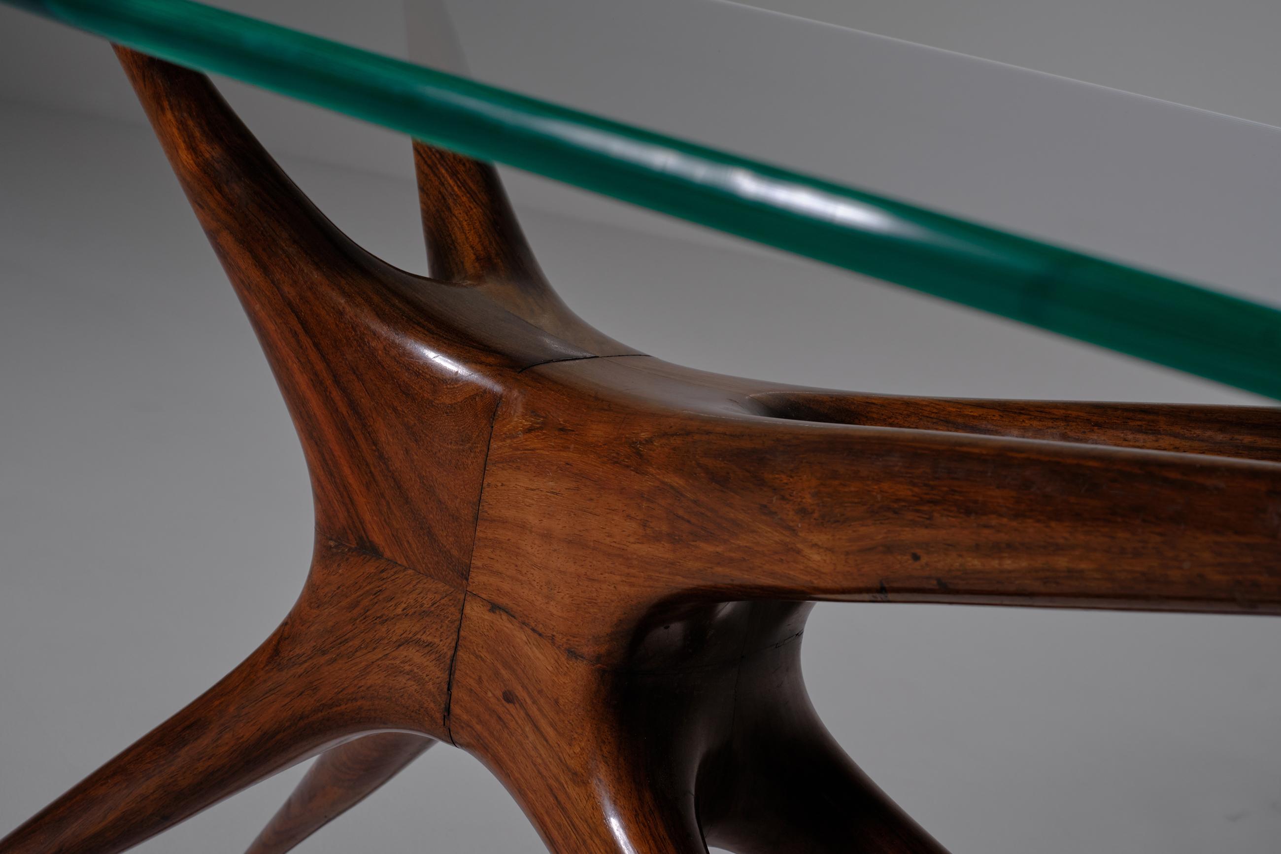Sculptural Solid Rosewood Coffee Table, Italy, 1950s 3