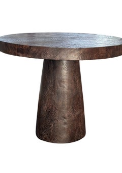 Sculptural Solid Suar Wood Dining Table with Expressive Grain, Espresso Finish