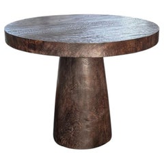 Sculptural Solid Suar Wood Dining Table with Expressive Grain, Espresso Finish