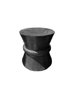 Sculptural Solid Tamarind Wood Table, Modern Organic, Burnt Finish