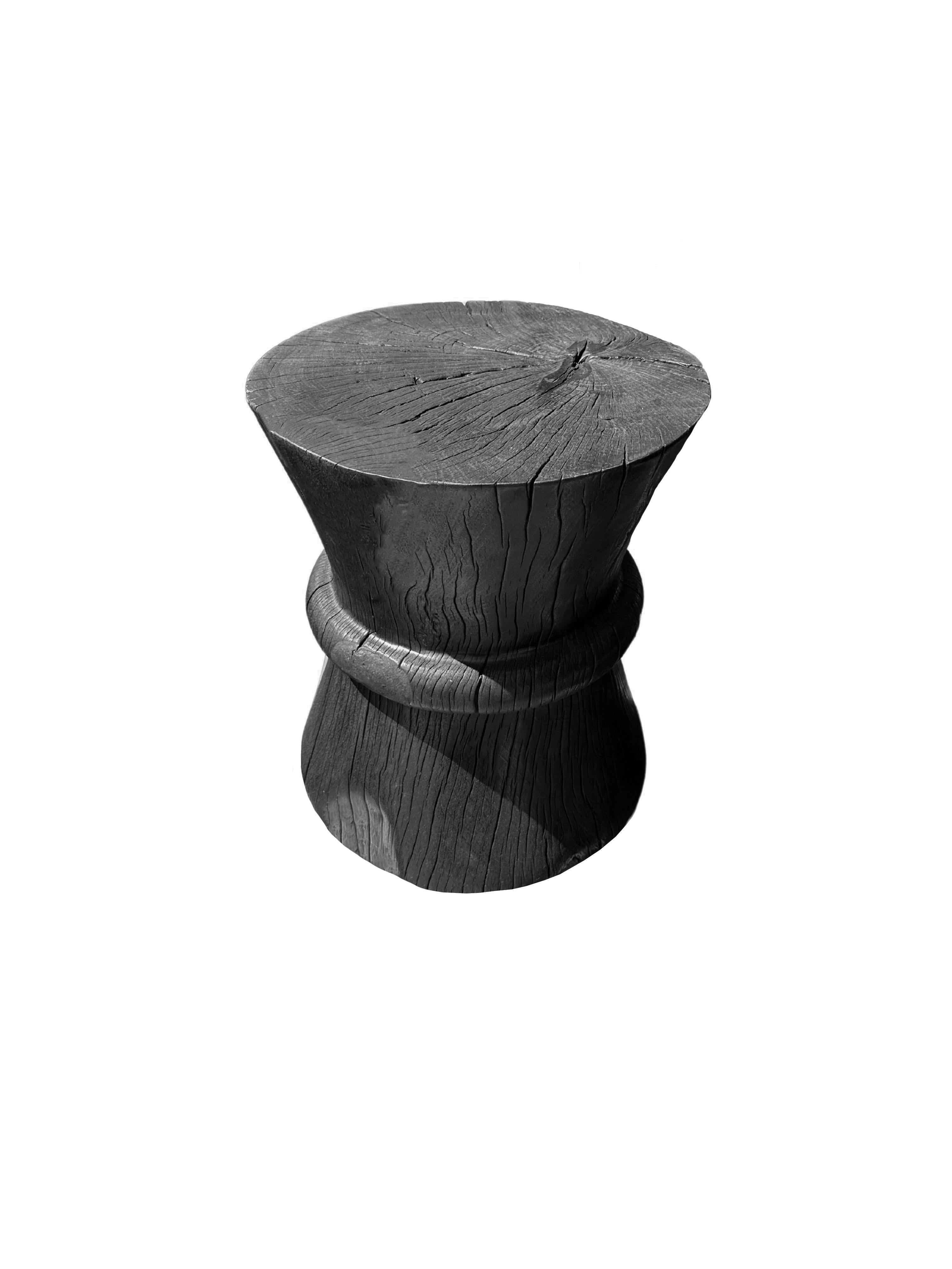 Organic Modern Sculptural Solid Tamarind Wood Table, Modern Organic, Burnt Finish For Sale