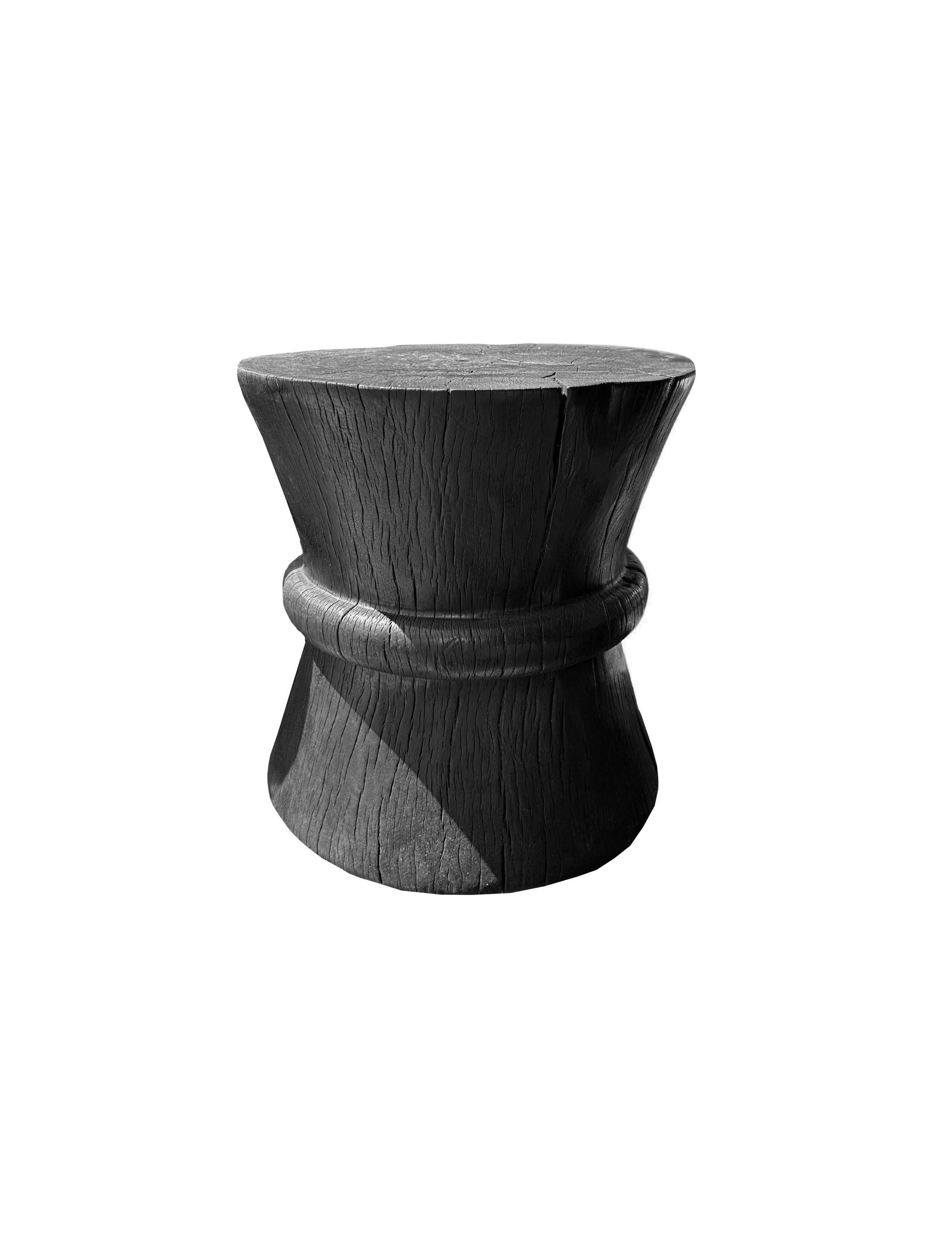 Indonesian Sculptural Solid Tamarind Wood Table, Modern Organic, Burnt Finish For Sale