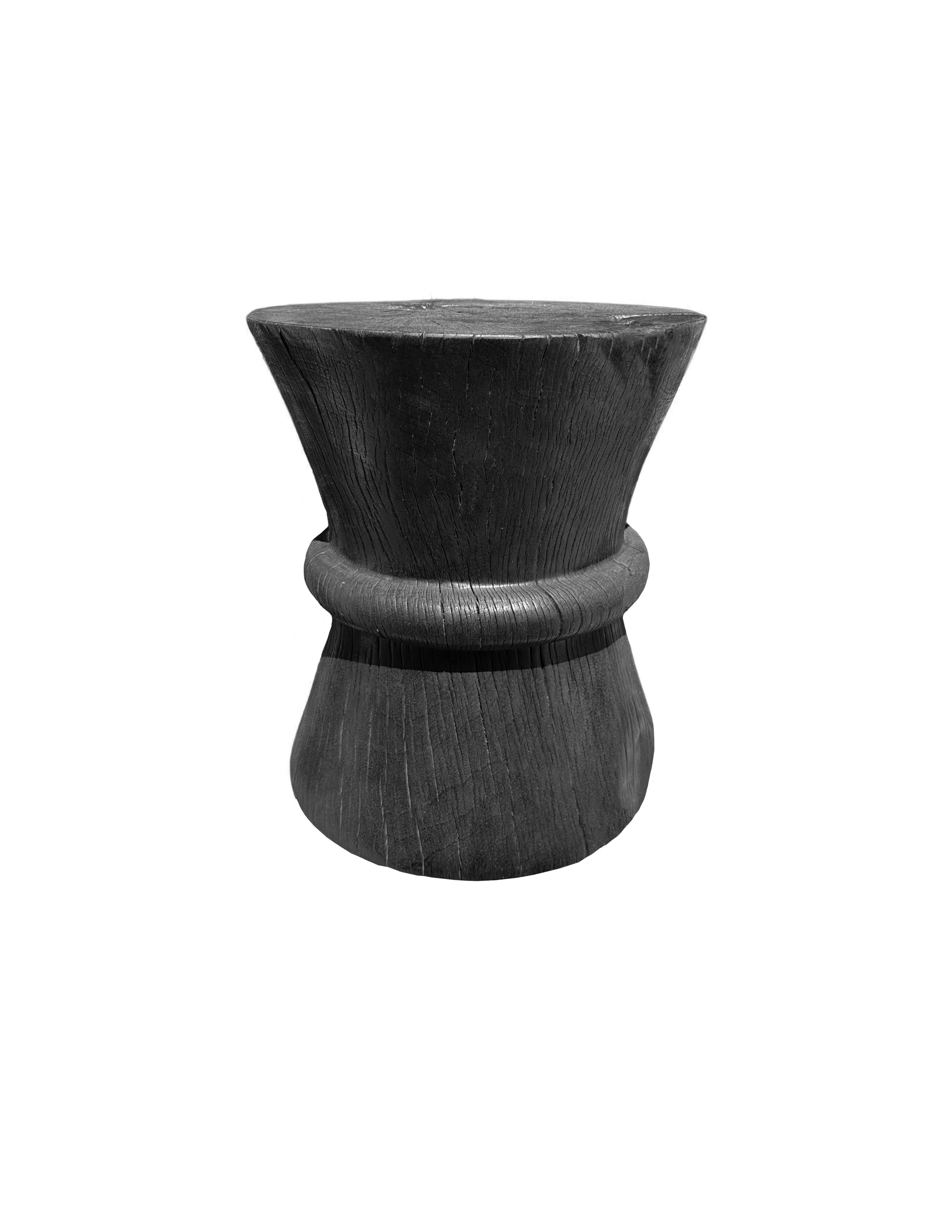 Indonesian Sculptural Solid Tamarind Wood Table, Modern Organic, Burnt Finish For Sale