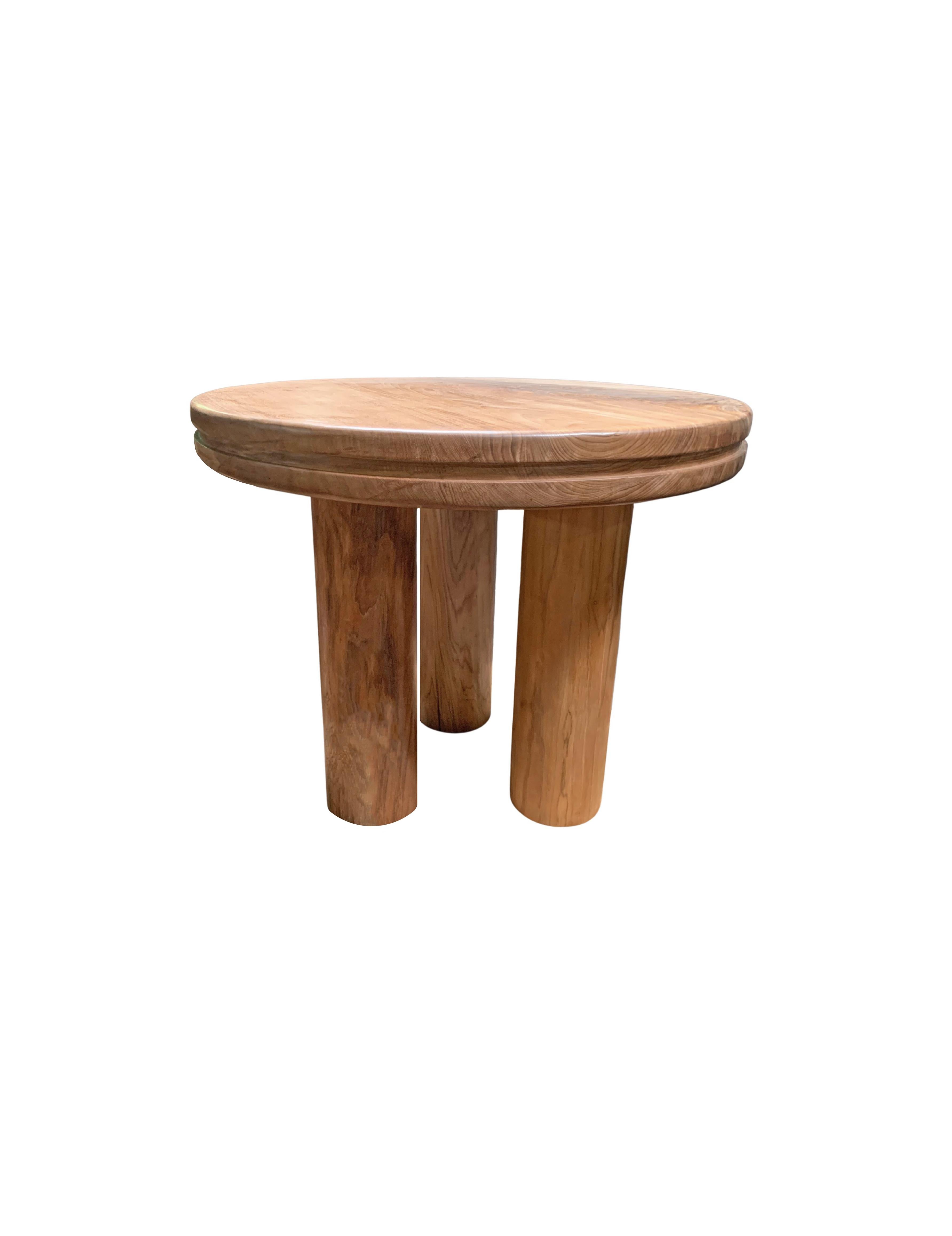 Organic Modern Sculptural Solid Teak Wood Round Table  For Sale