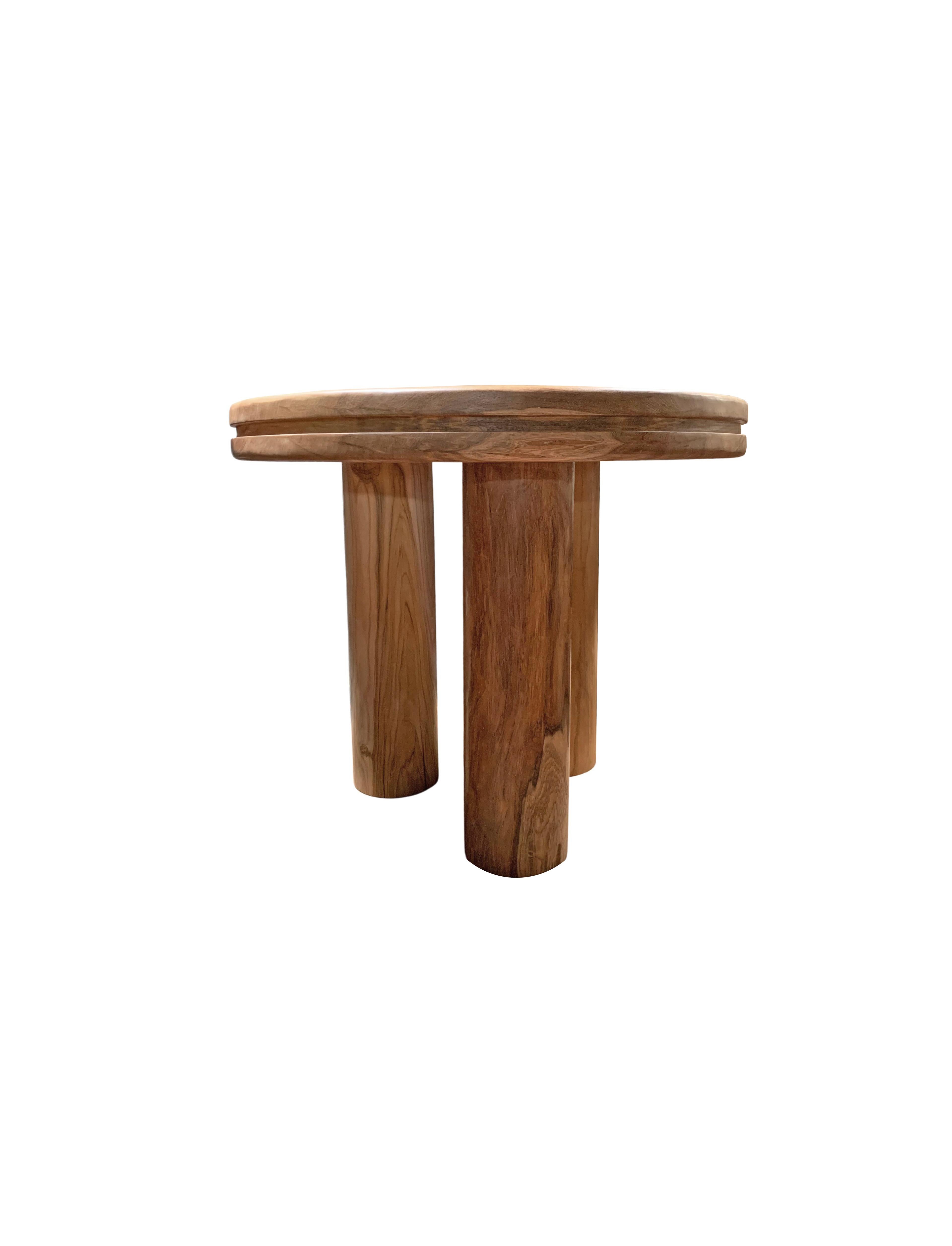 Indonesian Sculptural Solid Teak Wood Round Table  For Sale