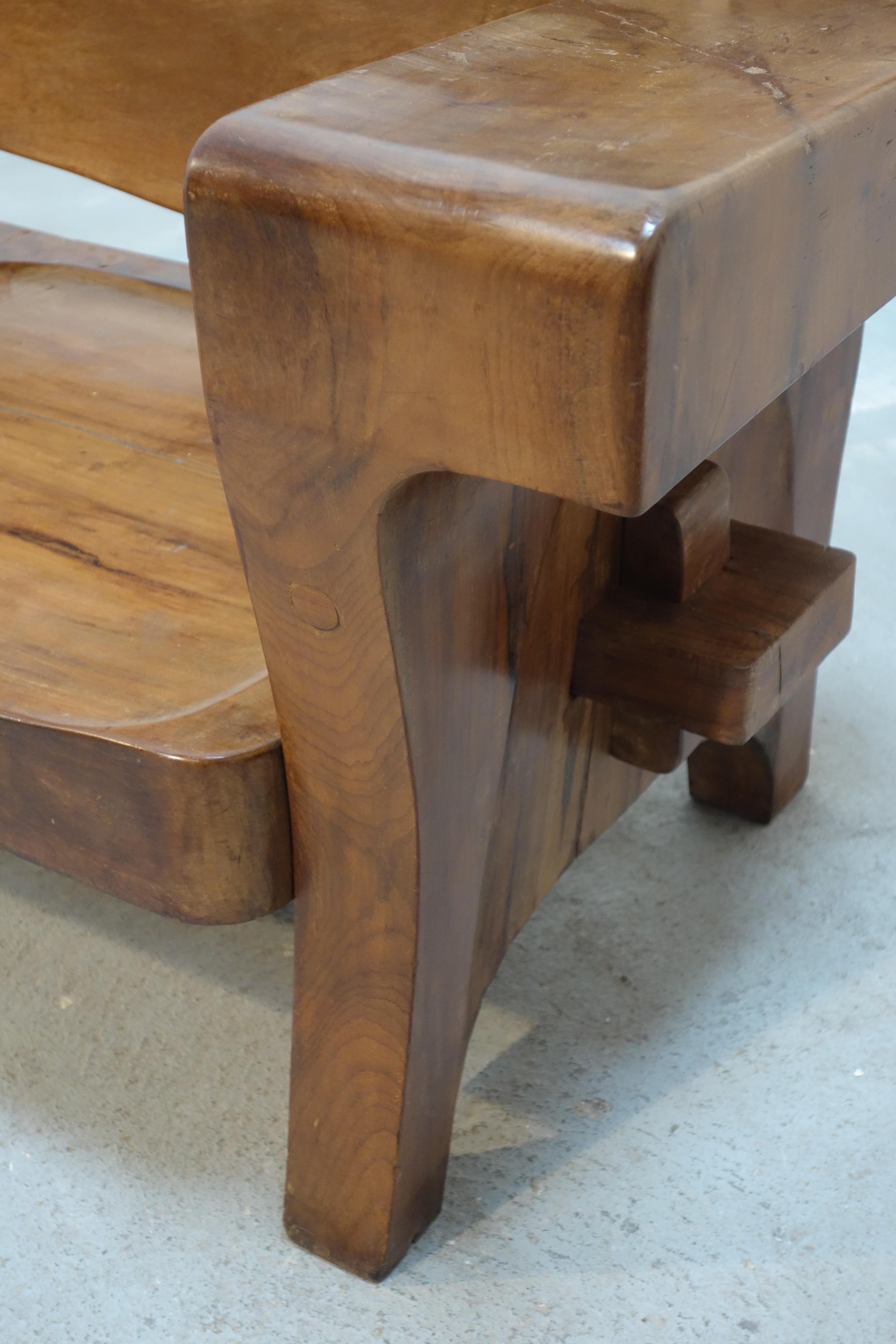 Divano scultoreo in legno massiccio e lavorato a mano di Jose Zanine Caldas, circa 1980 in vendita 2