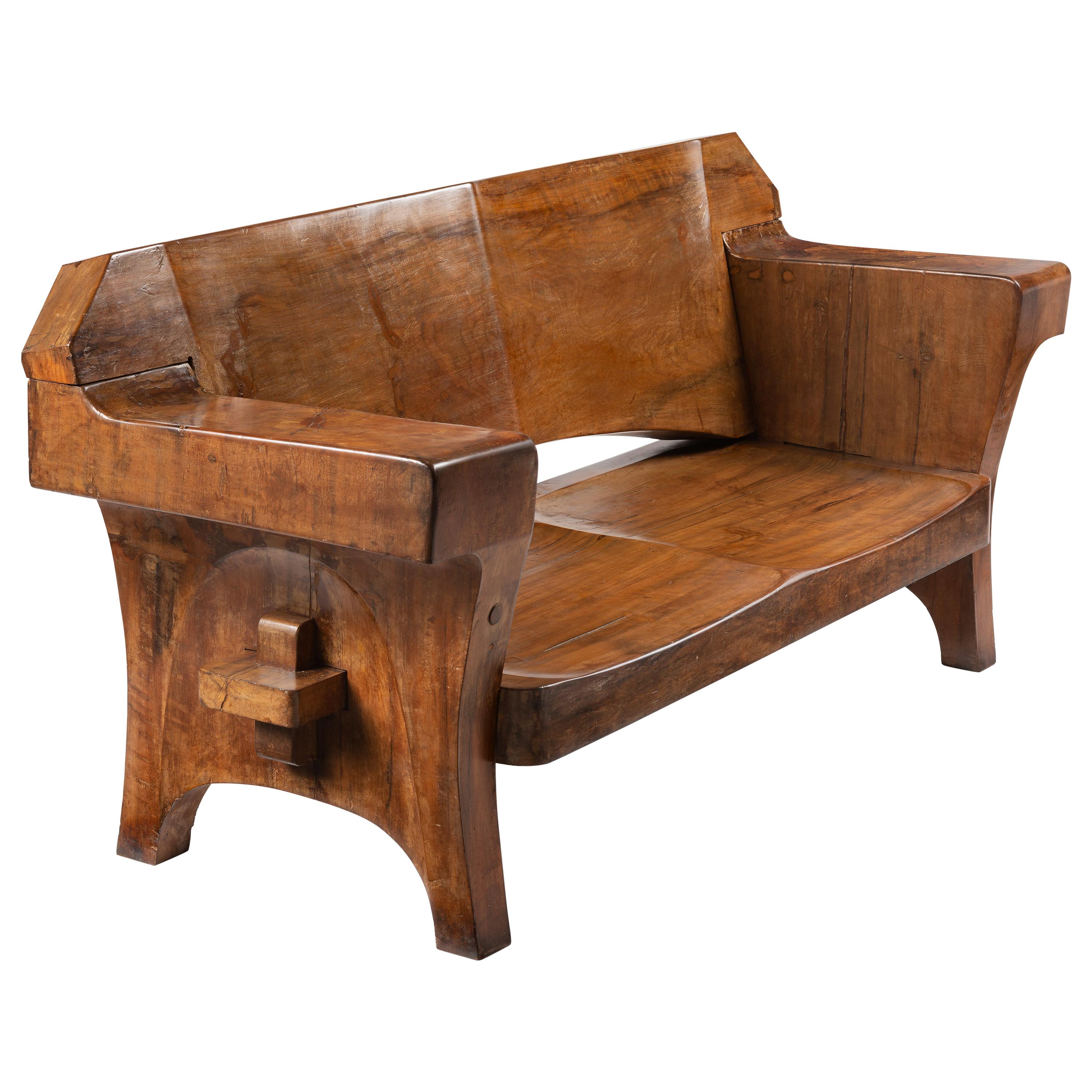 Sculptural Solid Wood and Handcrafted Sofa by Jose Zanine Caldas, circa 1980 For Sale