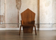 Sculptural Solid Wood Armchair, American Brutalist Design, 1980s
