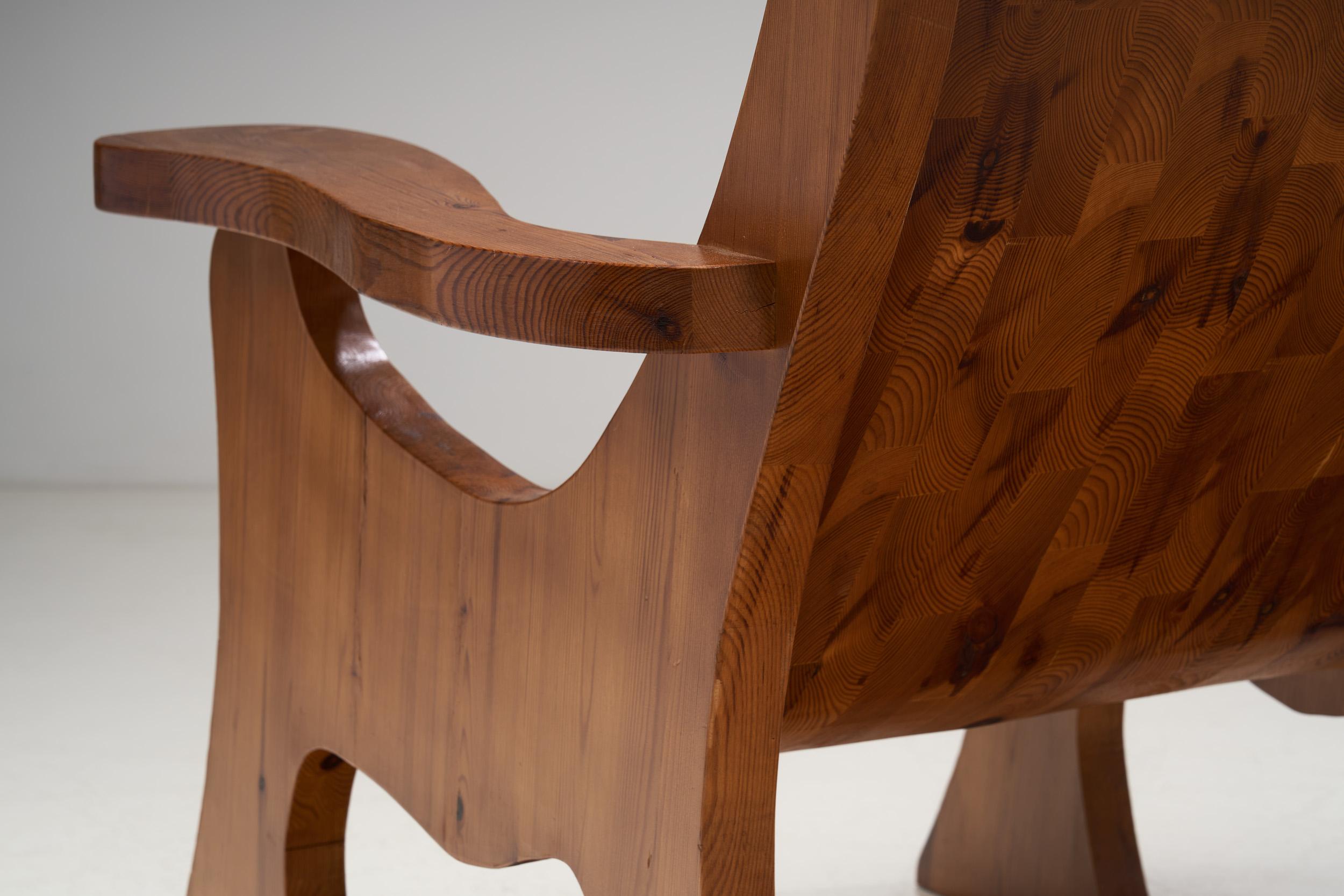 Sculptural Solid Wood Armchair, Europe ca 1960s For Sale 1