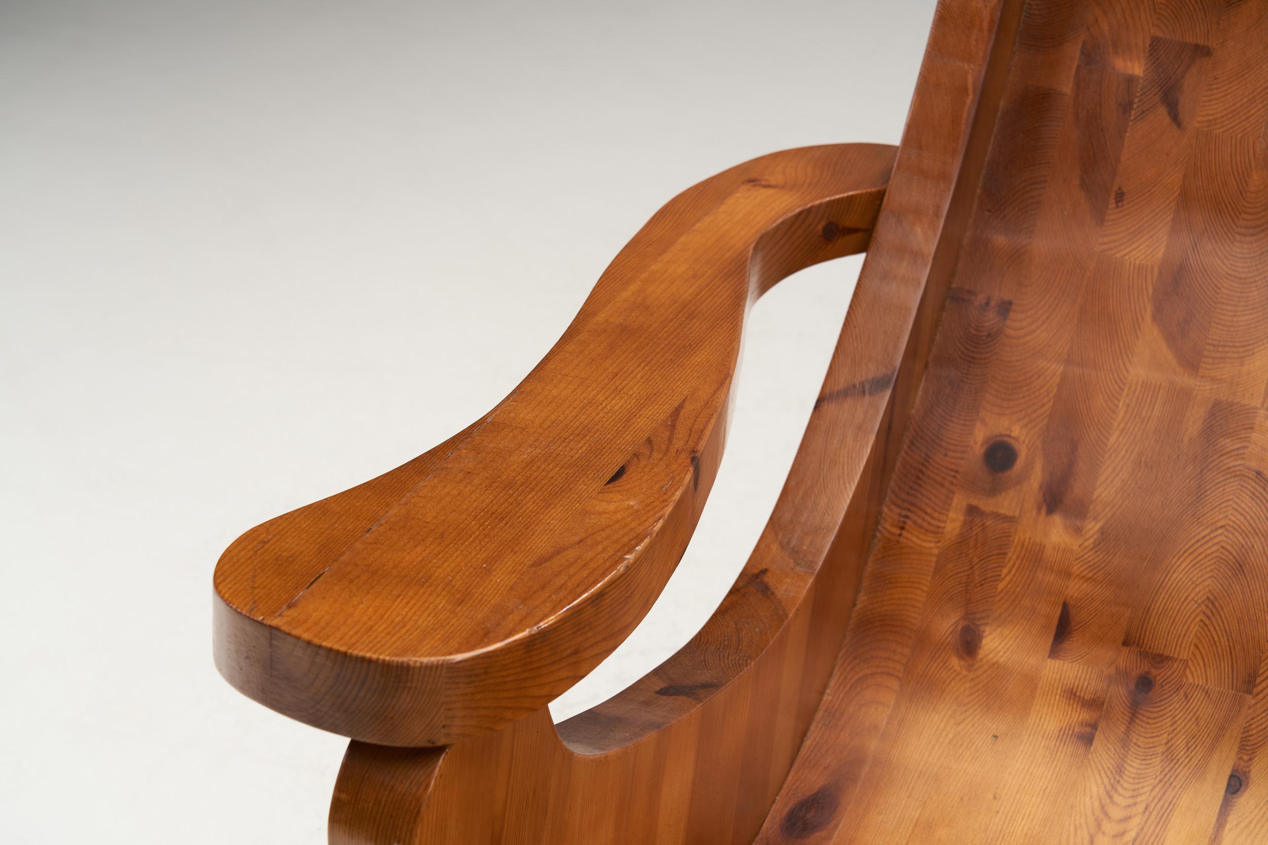 Sculptural Solid Wood Armchair, Europe ca 1960s For Sale 3