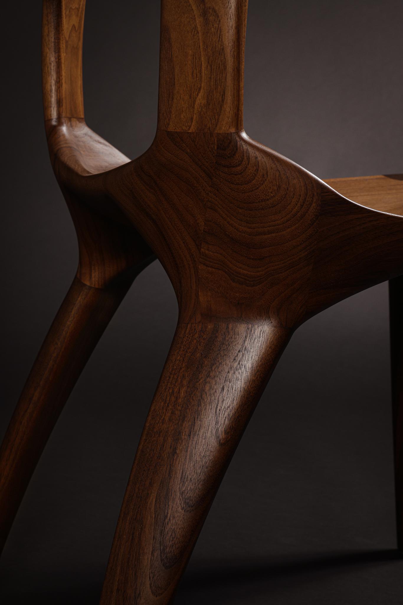 Canadian Sculptural Solid Wood Chair by Mobius Objects  For Sale