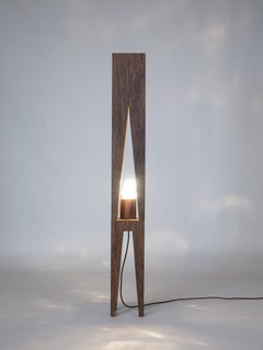Sculptural Solid Wood Floor Lamp, Hand-Carved Mid-Century Modern Light SEQUENCE
