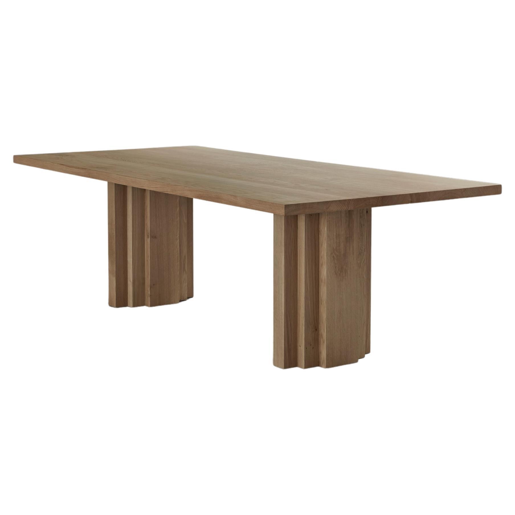 Modern Sculptural Solid Oak Wooden Brut Slim Dining Table by Mokko Amsterdam