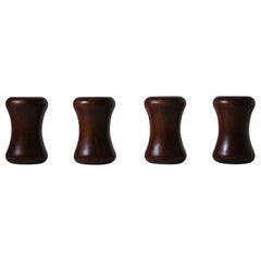 Vintage Sculptural Solid Wooden ‘Diabolo’ Stools, France, 1970s