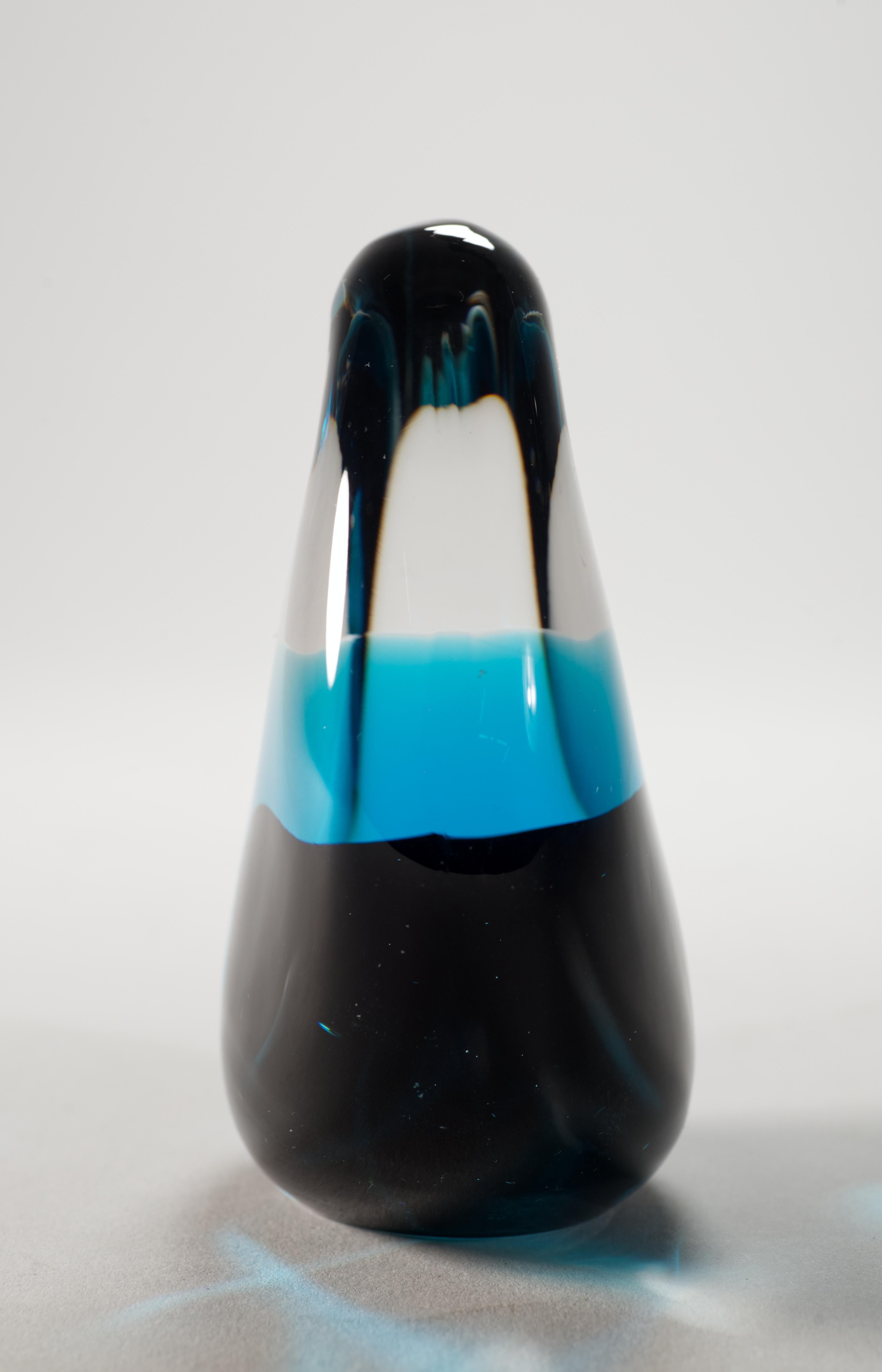 Italian Sculptural Sommerso Murano Glass Paperweight, Glows in UV For Sale