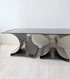 Skulpturaler Couchtisch aus Stahl und Glas im Space-Age-Stil der 1970er Jahre von Francois Monnet, Kappa