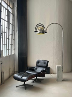 Sculptural Space Age Arco Floor Lamp, Chrome Metal, Three arches extendable