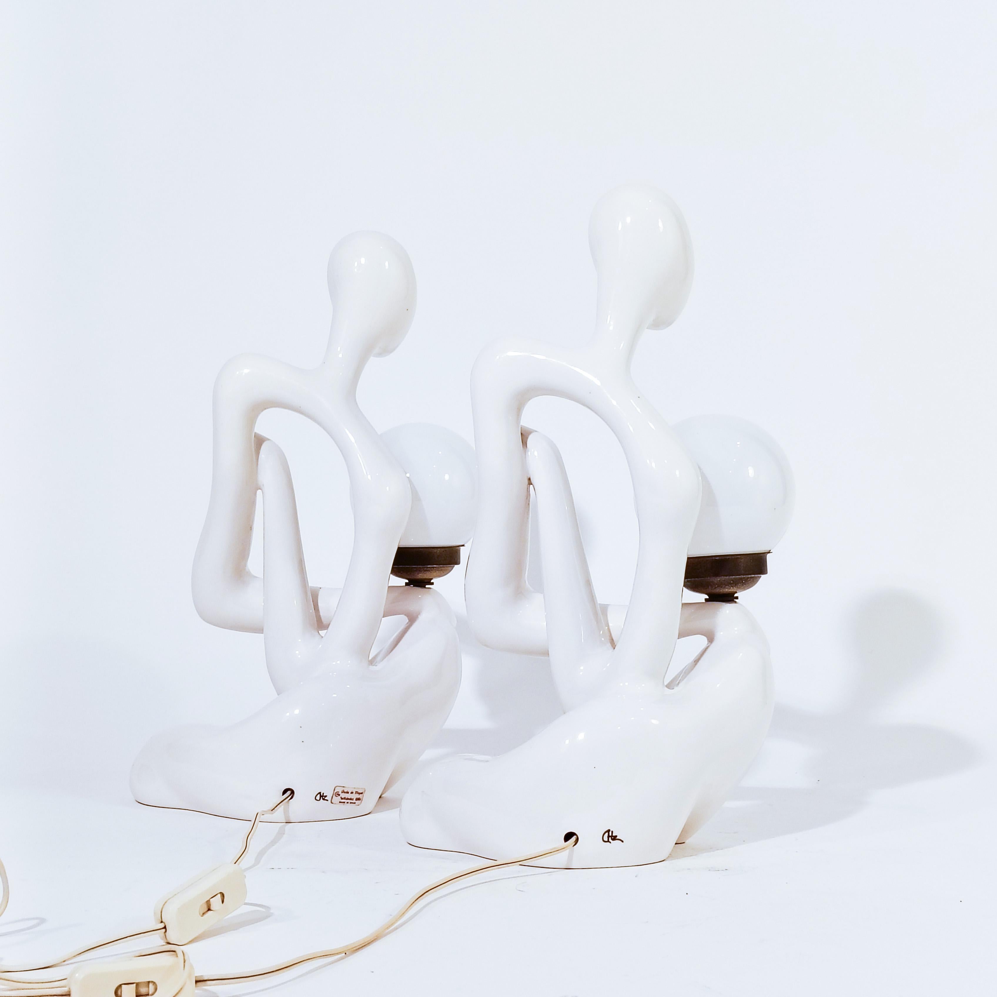 Lampes de table sculpturales en céramique de Space AGE par Hernández Cortés, Espagne, années 1970 en vente 2
