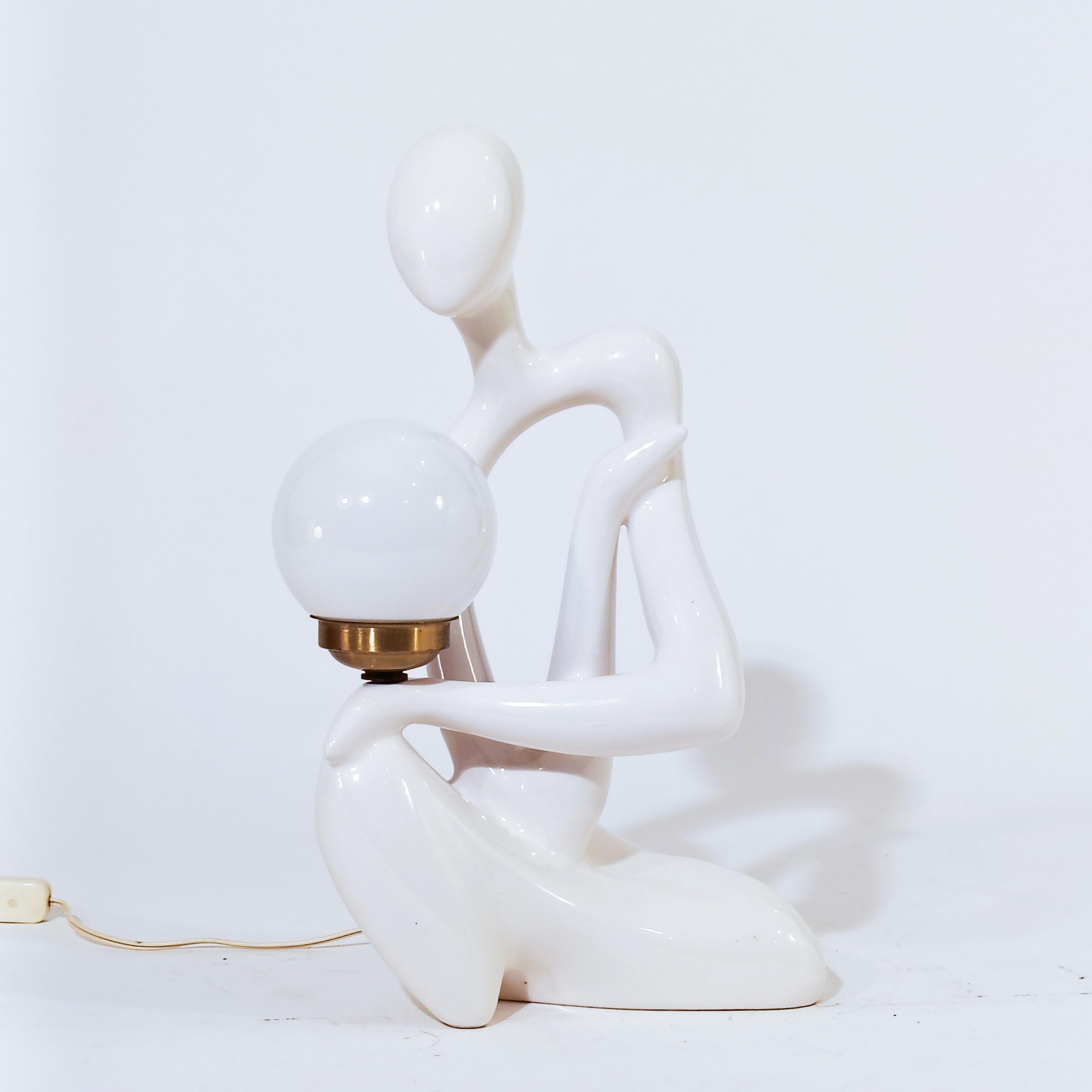 Lampes de table sculpturales en céramique de Space AGE par Hernández Cortés, Espagne, années 1970 en vente 1