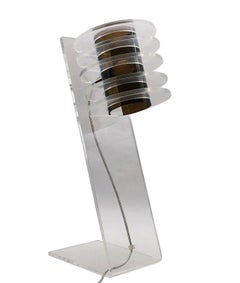 Sculptural Space Age  Clear and Smoke Lucite Table Lamp, Italy 1970s