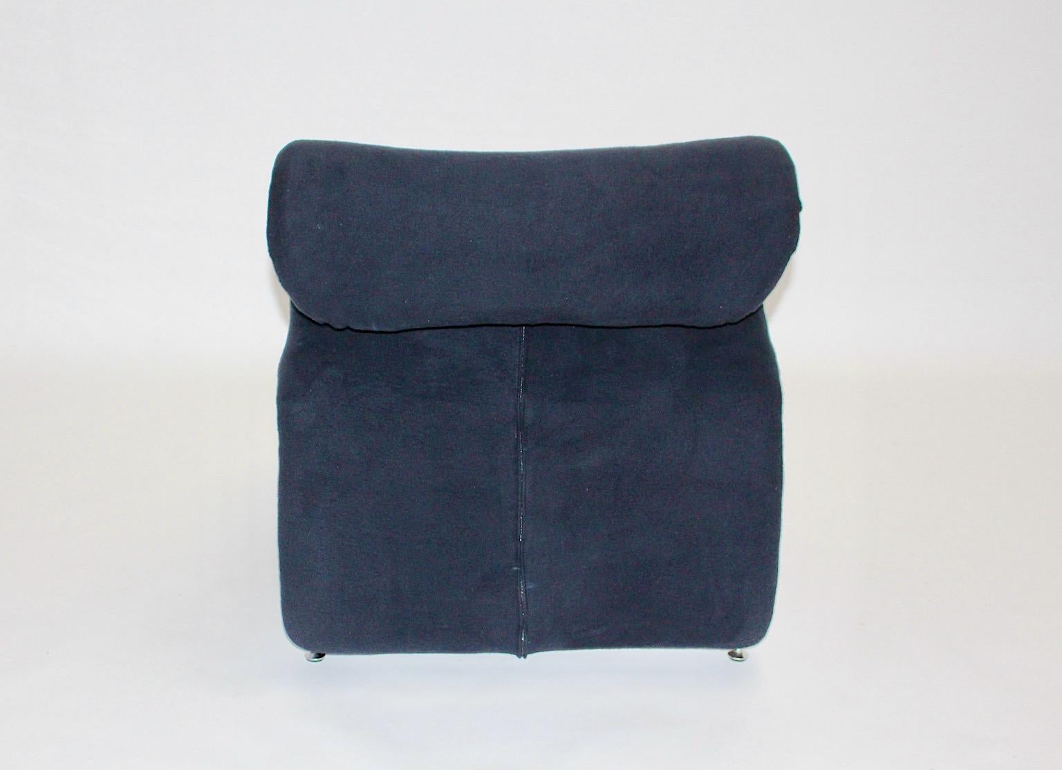 Sculptural Space Age Vintage Blue Lounge Chair Etcetera Jan Ekselius, 1970s For Sale 3
