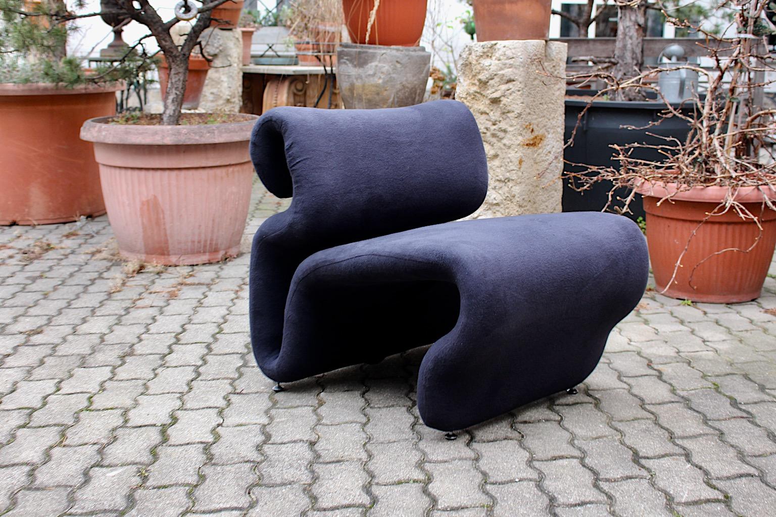 Sculptural Space Age Vintage Blue Lounge Chair Etcetera Jan Ekselius, 1970s For Sale 5