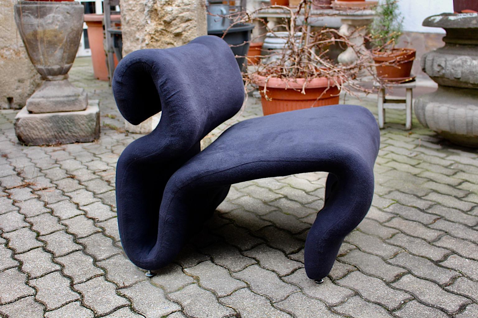 Sculptural Space Age Vintage Blue Lounge Chair Etcetera Jan Ekselius, 1970s For Sale 6