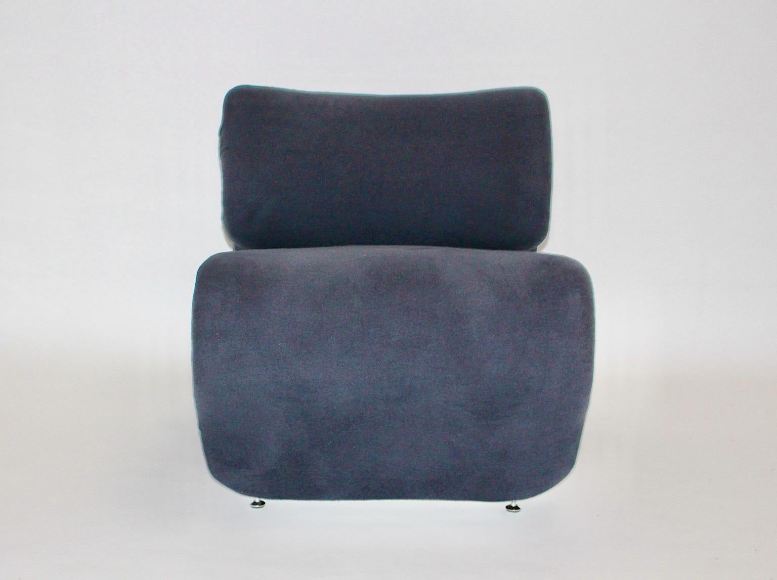 Sculptural Space Age Vintage Blue Lounge Chair Etcetera Jan Ekselius, 1970s In Good Condition For Sale In Vienna, AT