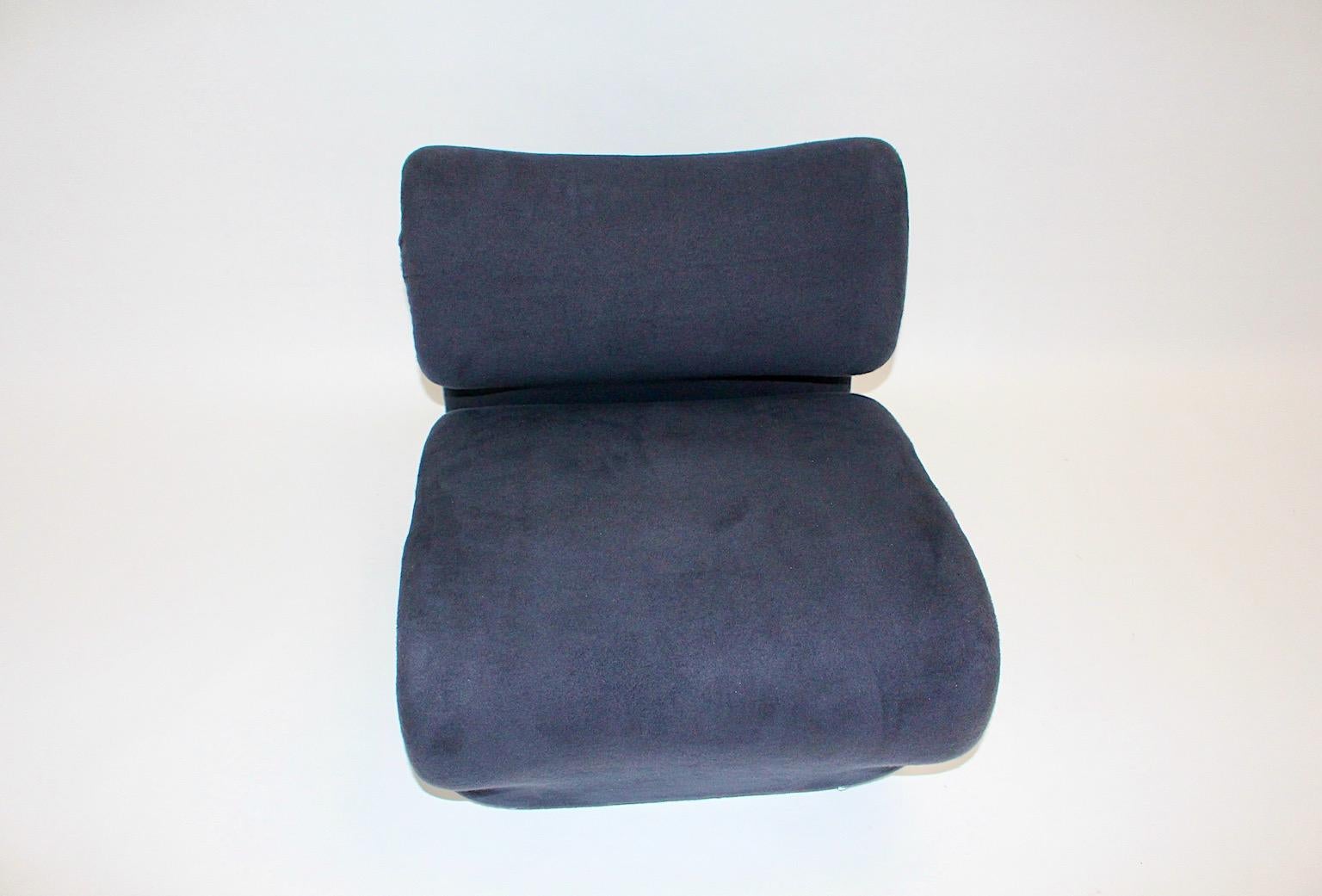 Late 20th Century Sculptural Space Age Vintage Blue Lounge Chair Etcetera Jan Ekselius, 1970s For Sale