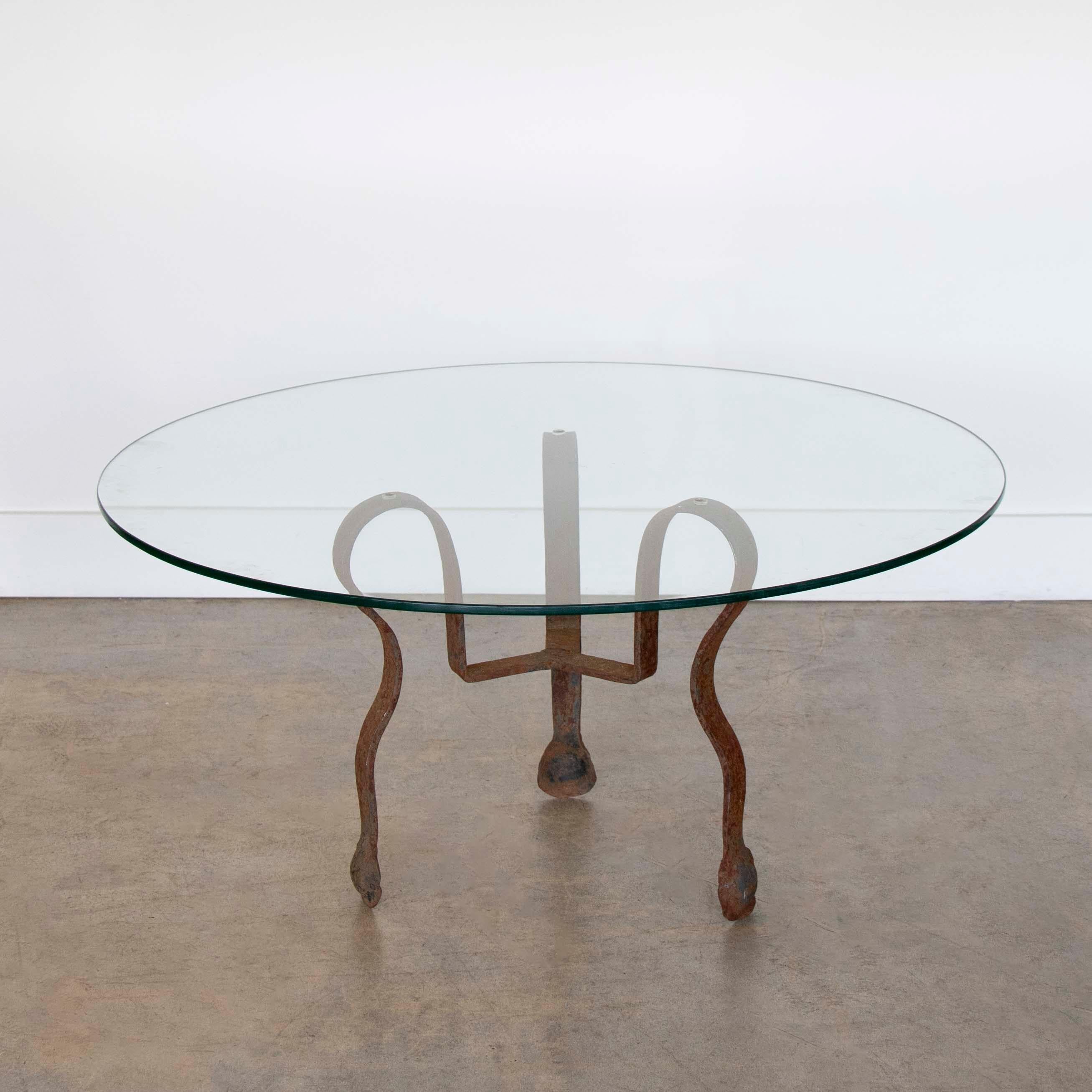 Early 20th Century Sculptural Spanish Iron and Glass Coffee Table