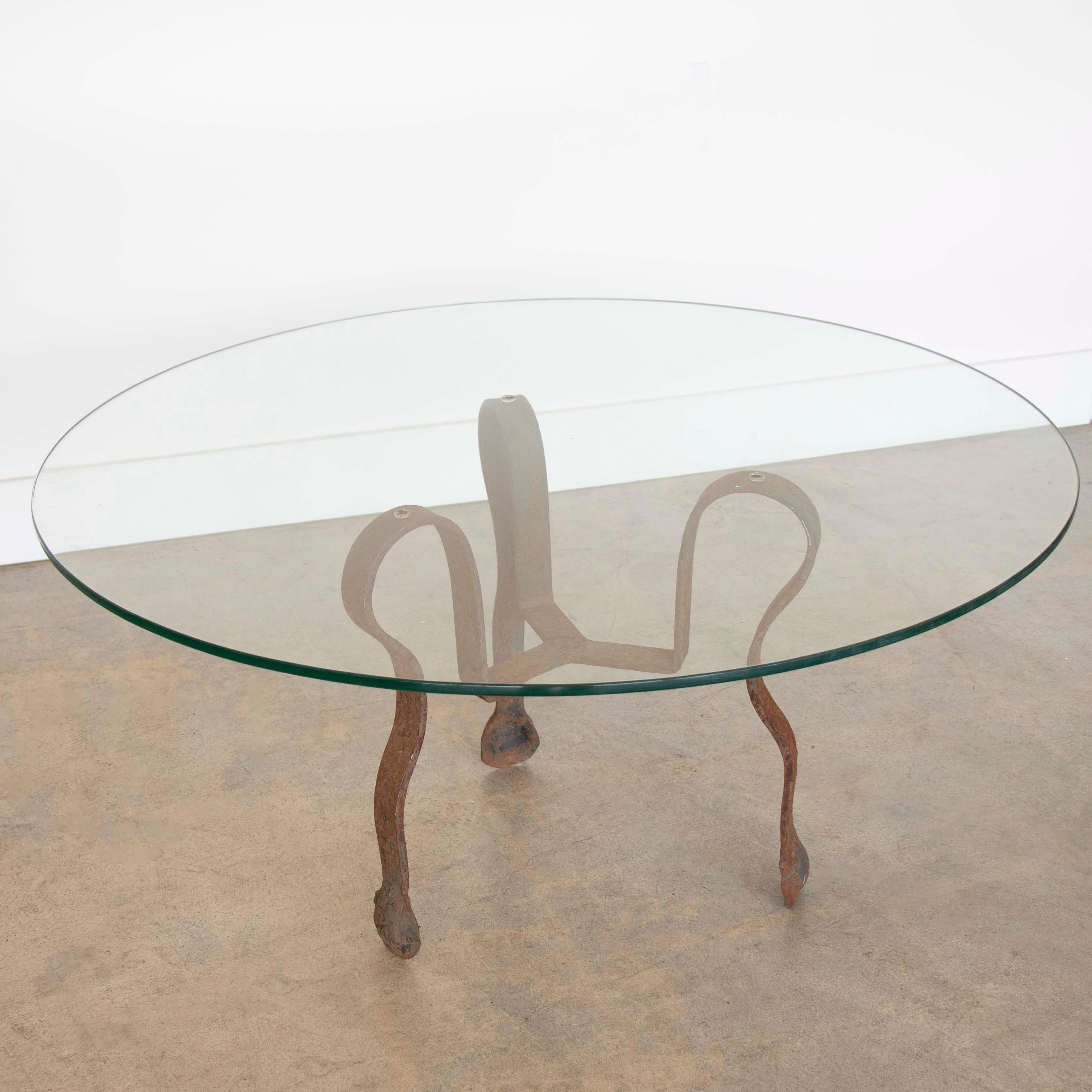 Sculptural Spanish Iron and Glass Coffee Table 1