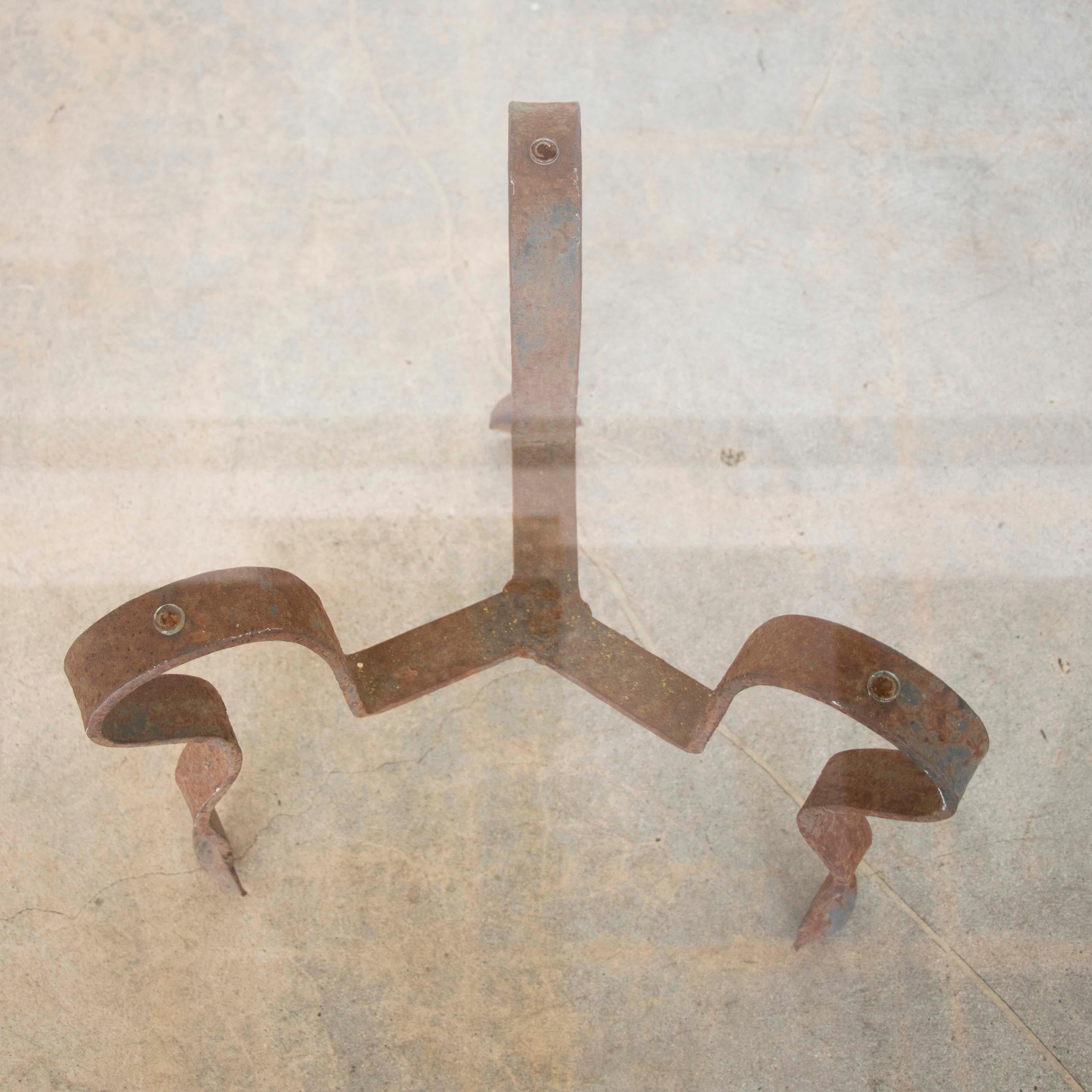 Sculptural Spanish Iron and Glass Coffee Table 2