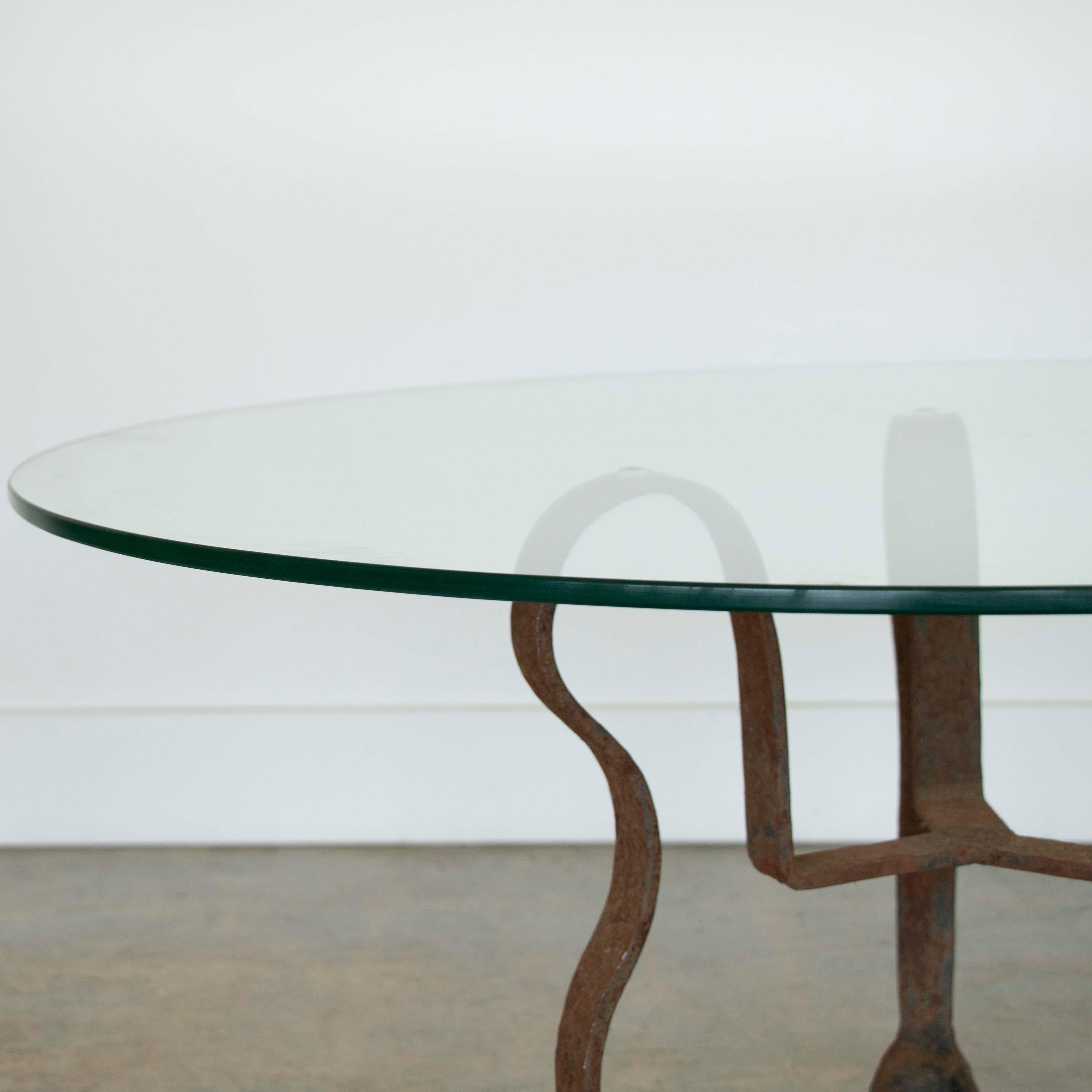 Sculptural Spanish Iron and Glass Coffee Table 3