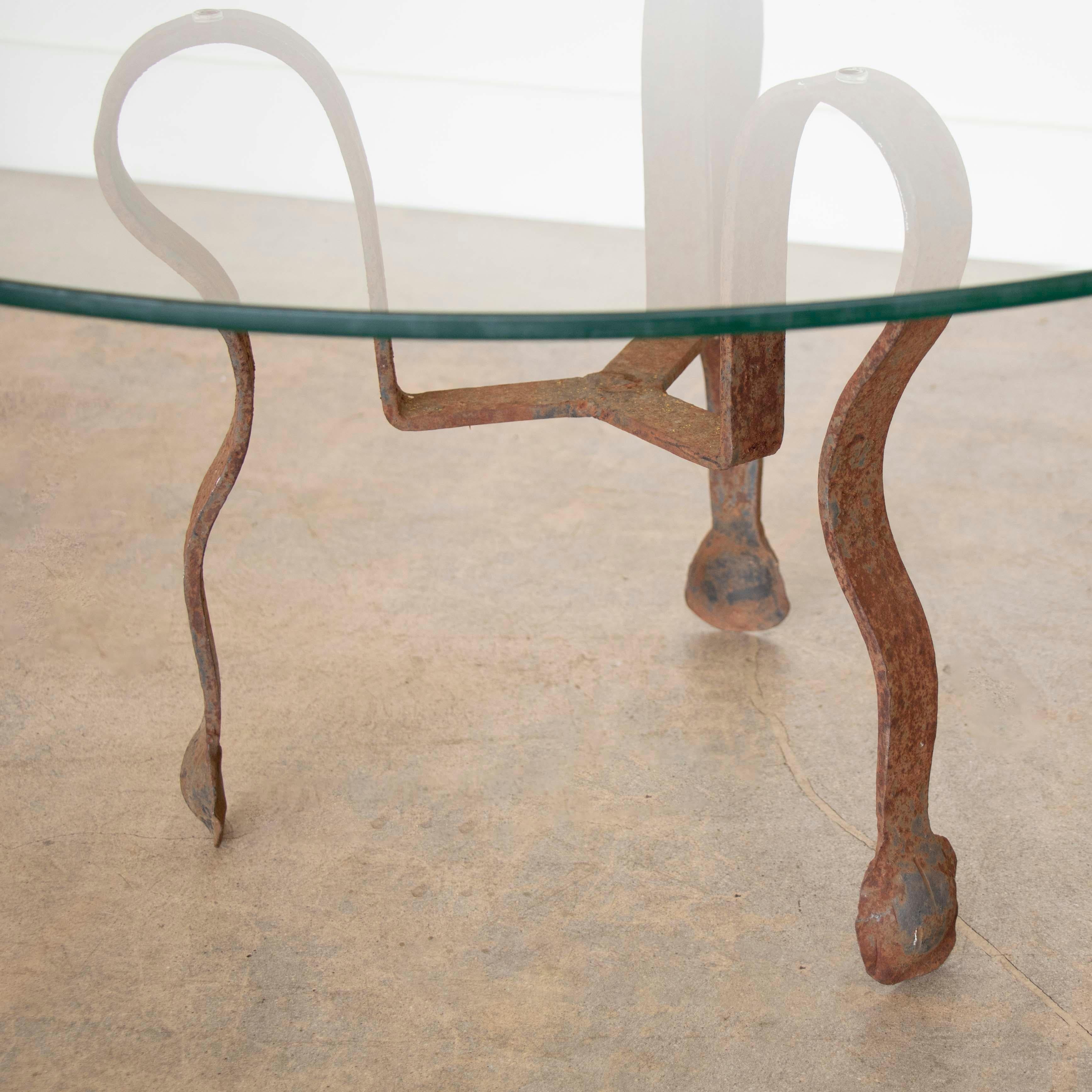 Sculptural Spanish Iron and Glass Coffee Table 4